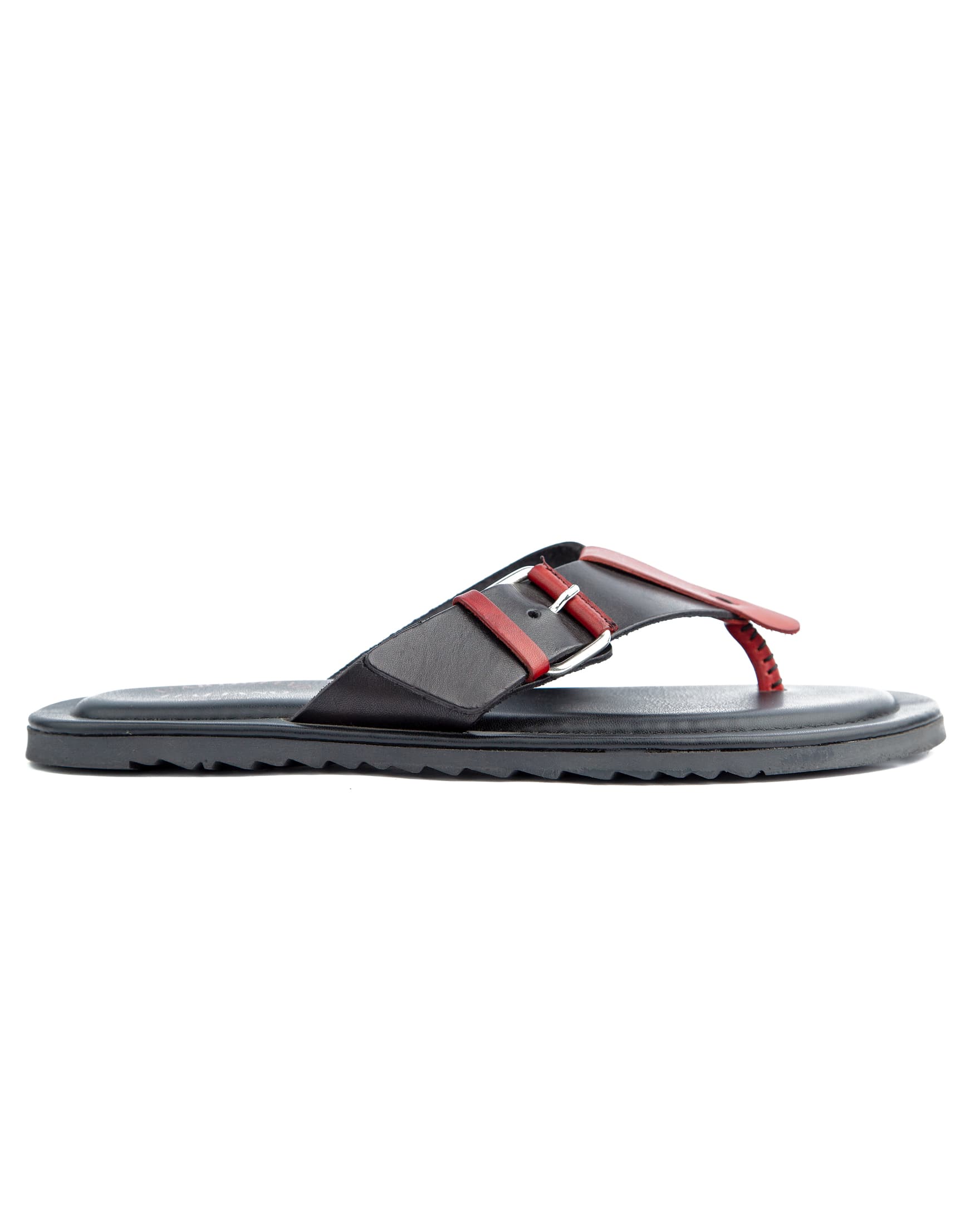 Valentino Italian Leather Sandals – Black & Red, Premium Designer Footwear for Men & Women, Comfortable and Durable Fashion Sandals.