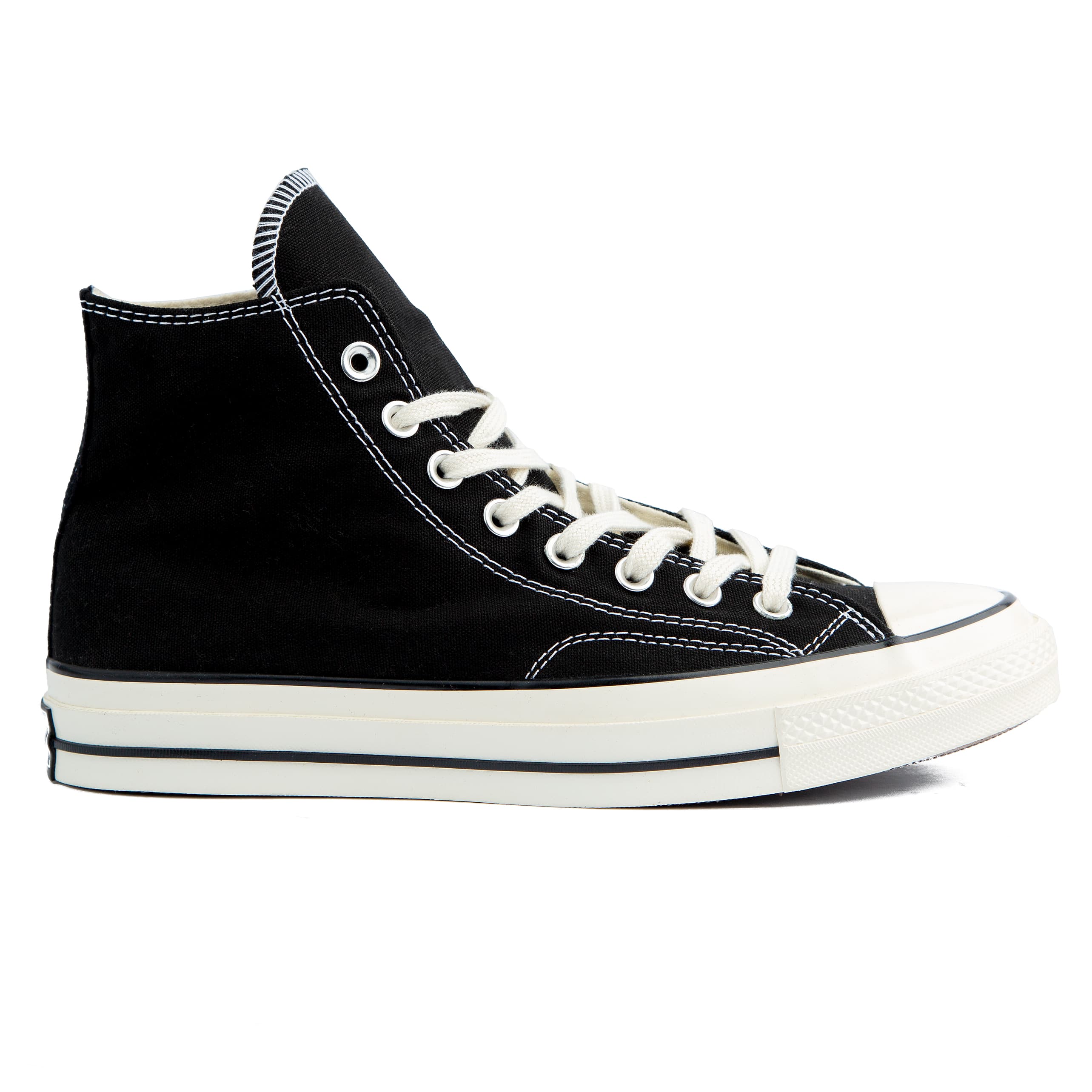 Black Converse Chuck Taylor All Star 70 High Top Sneakers - Unisex casual footwear with a classic black canvas upper and vulcanized sole.