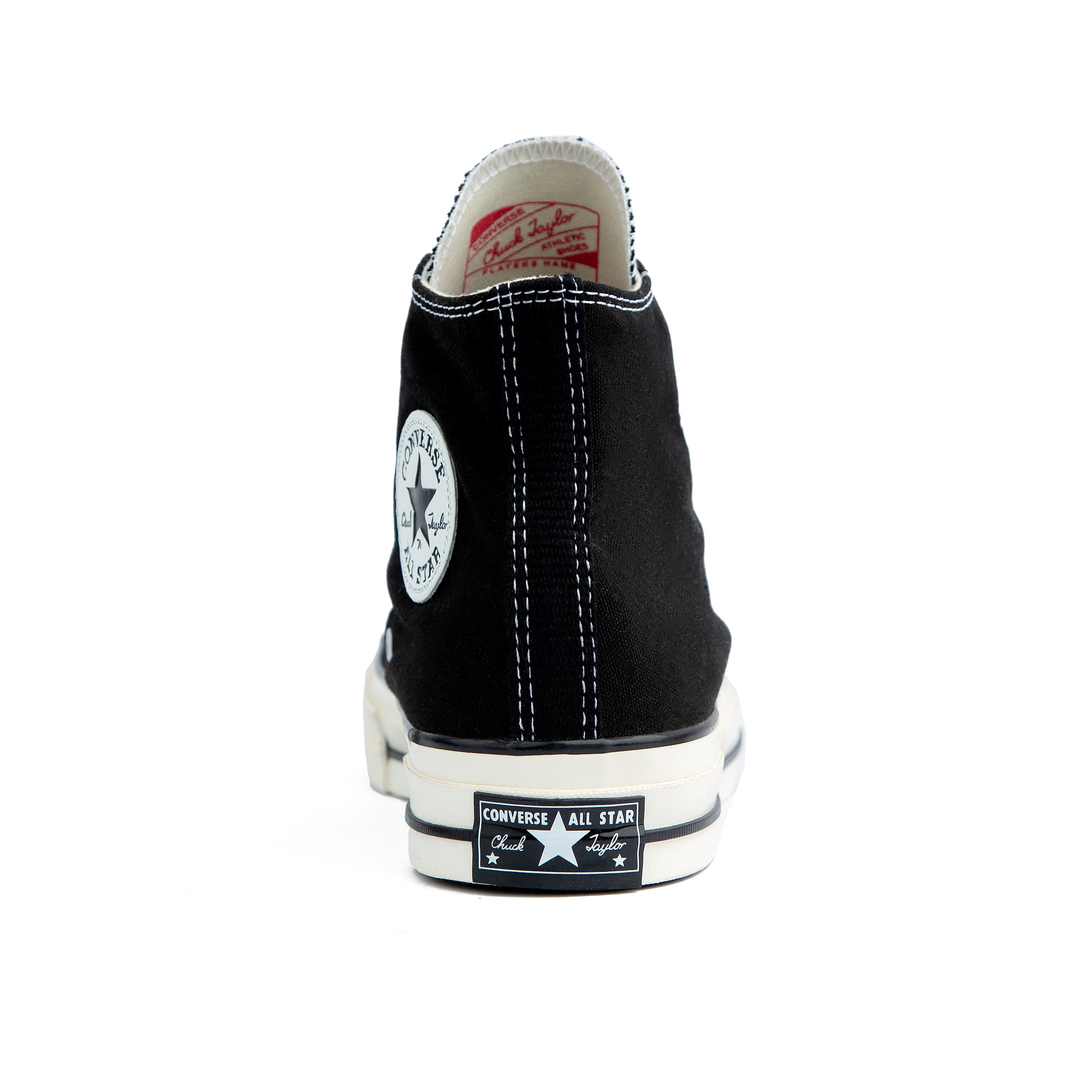 Black Converse Chuck Taylor All Star 70 High Top Sneakers - Unisex casual footwear with a classic black canvas upper and vulcanized sole.b
