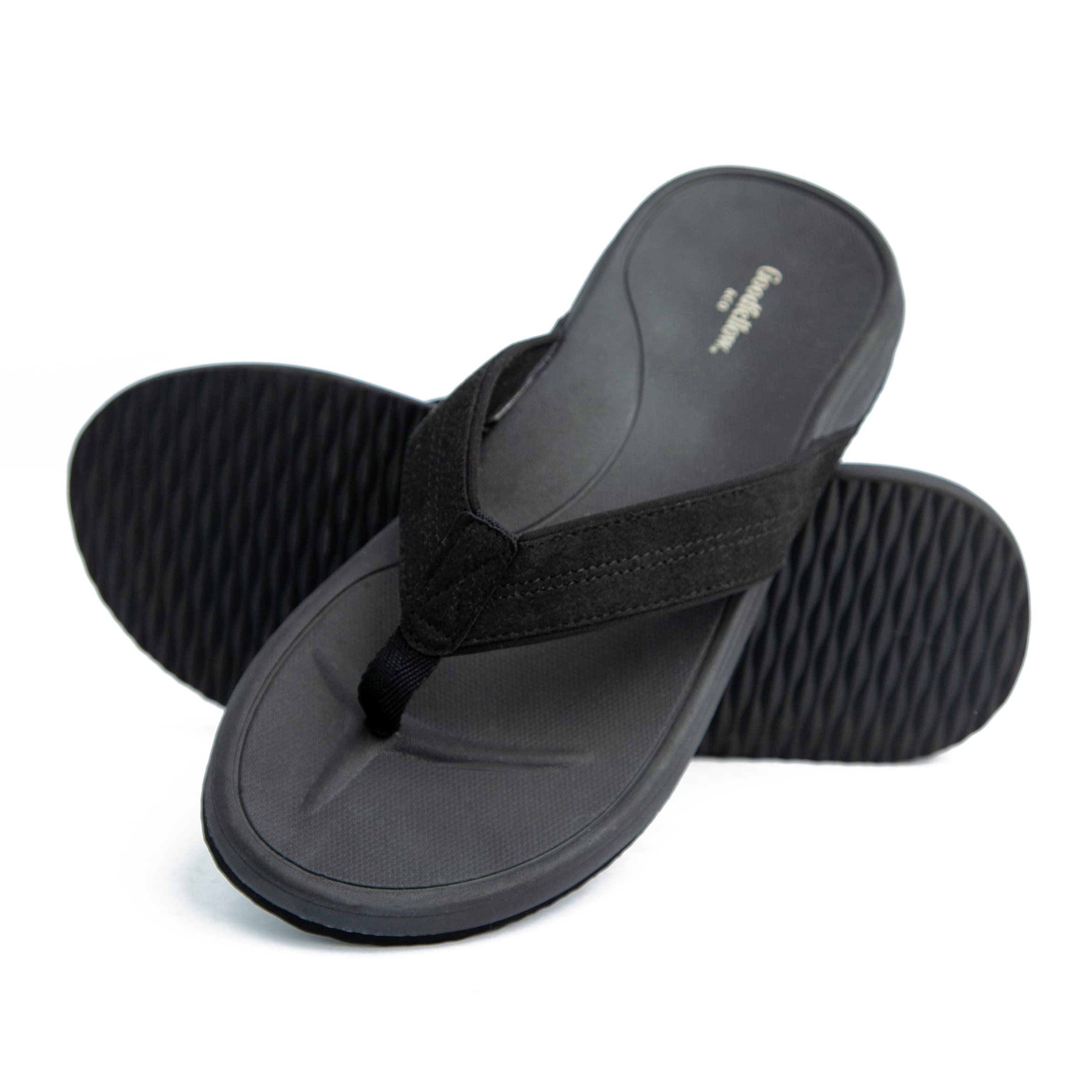 Unisex Classic Black Flip-Flops with Comfortable Cushioned Sole