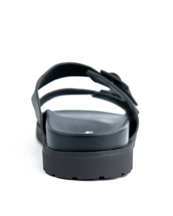Calvin Klein Black Double Strap Sandals, Unisex Comfortable Summer Footwear with Adjustable Buckles, Stylish & Durable for Men and Women.