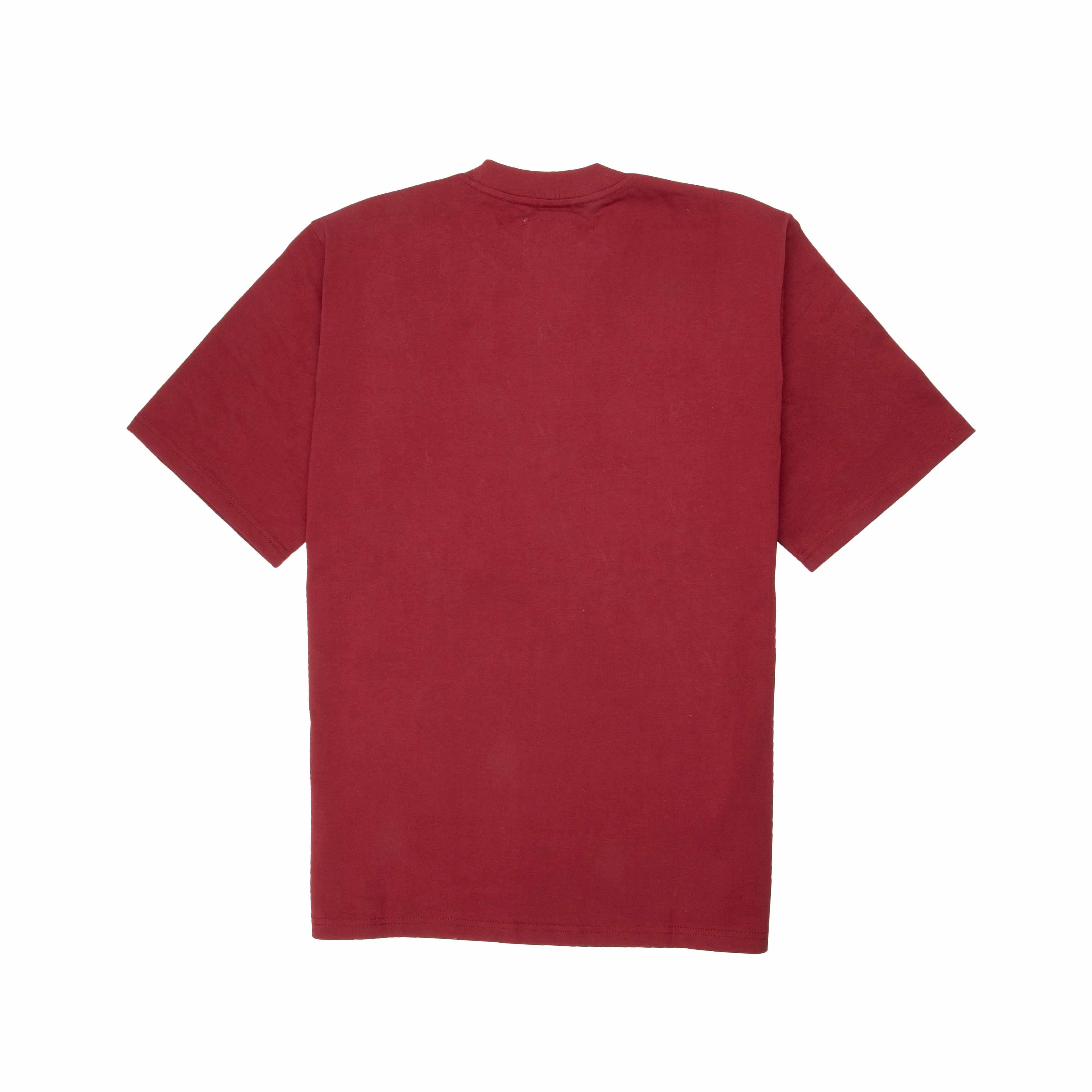 Agu & Sons washed red t-shirt with dinosaur embroidery"