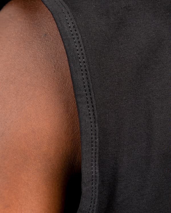Agu & Sons Ltd Men's Classic Black Sleeveless Crew Neck T-Shirt - Comfortable, Stylish, and Versatile. Perfect for casual wear or athletic activities.