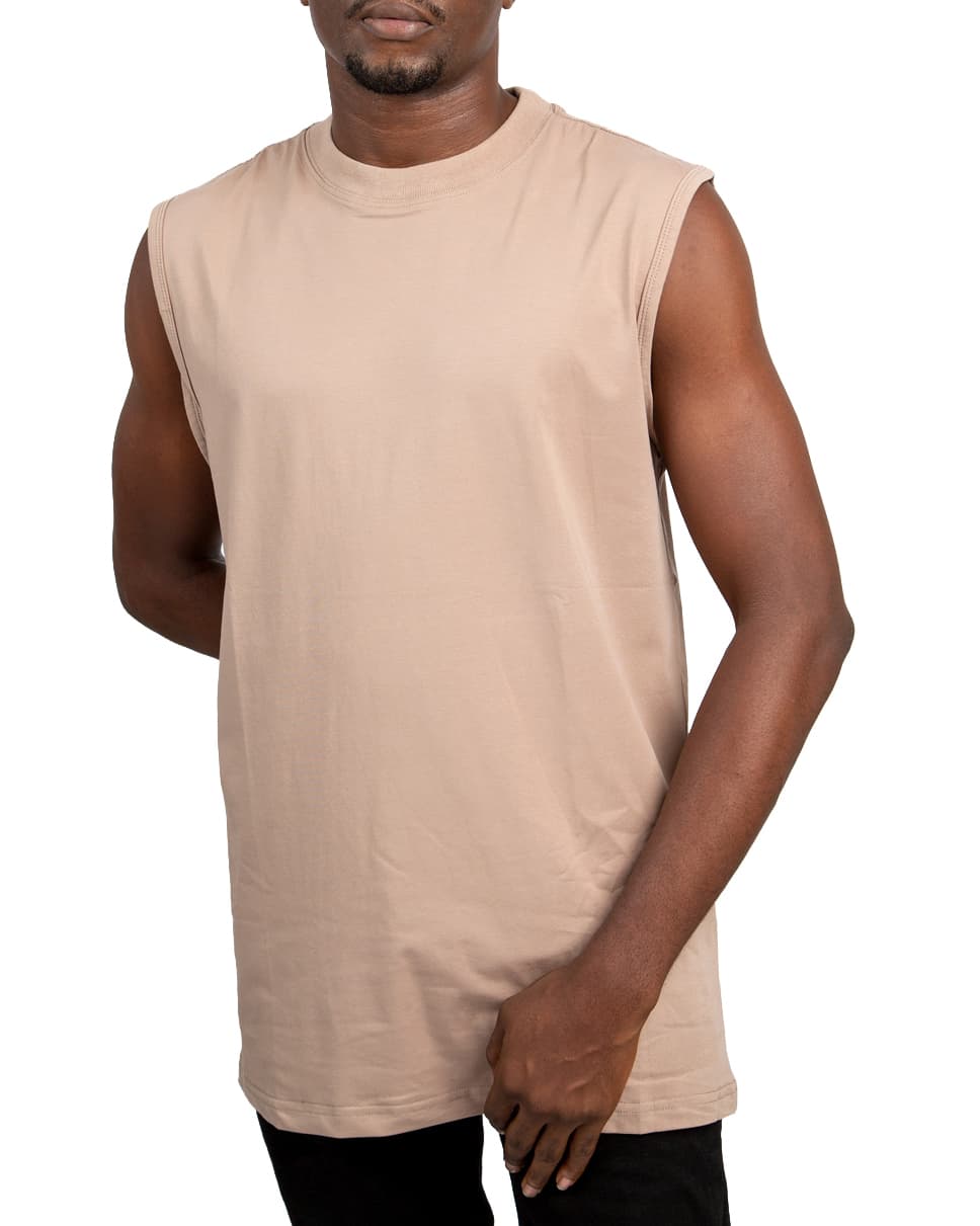Agu&Sons Limited Tan Sleeveless Muscle Vest for Men