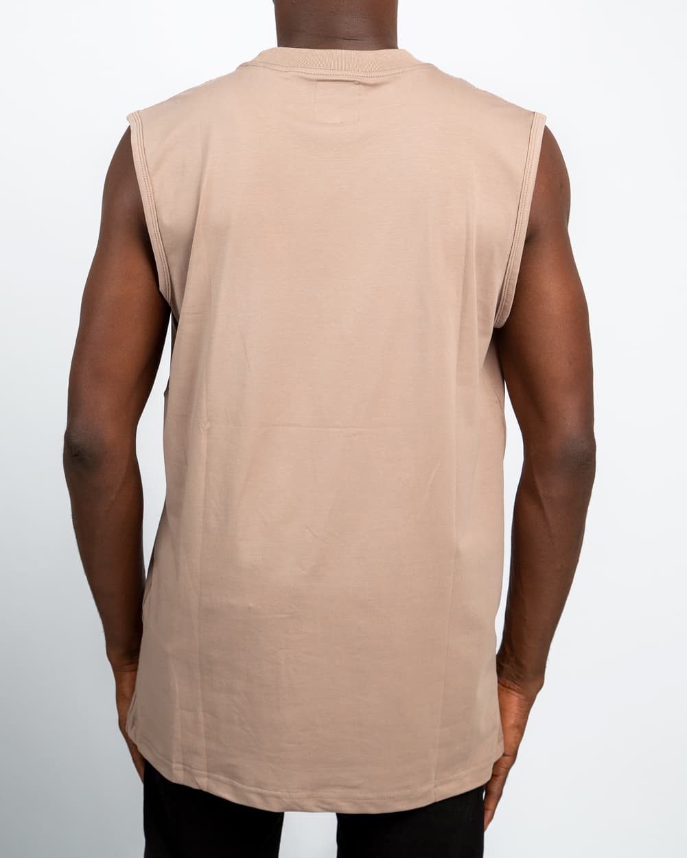 Agu&Sons Limited Tan Sleeveless Muscle Vest for Men
