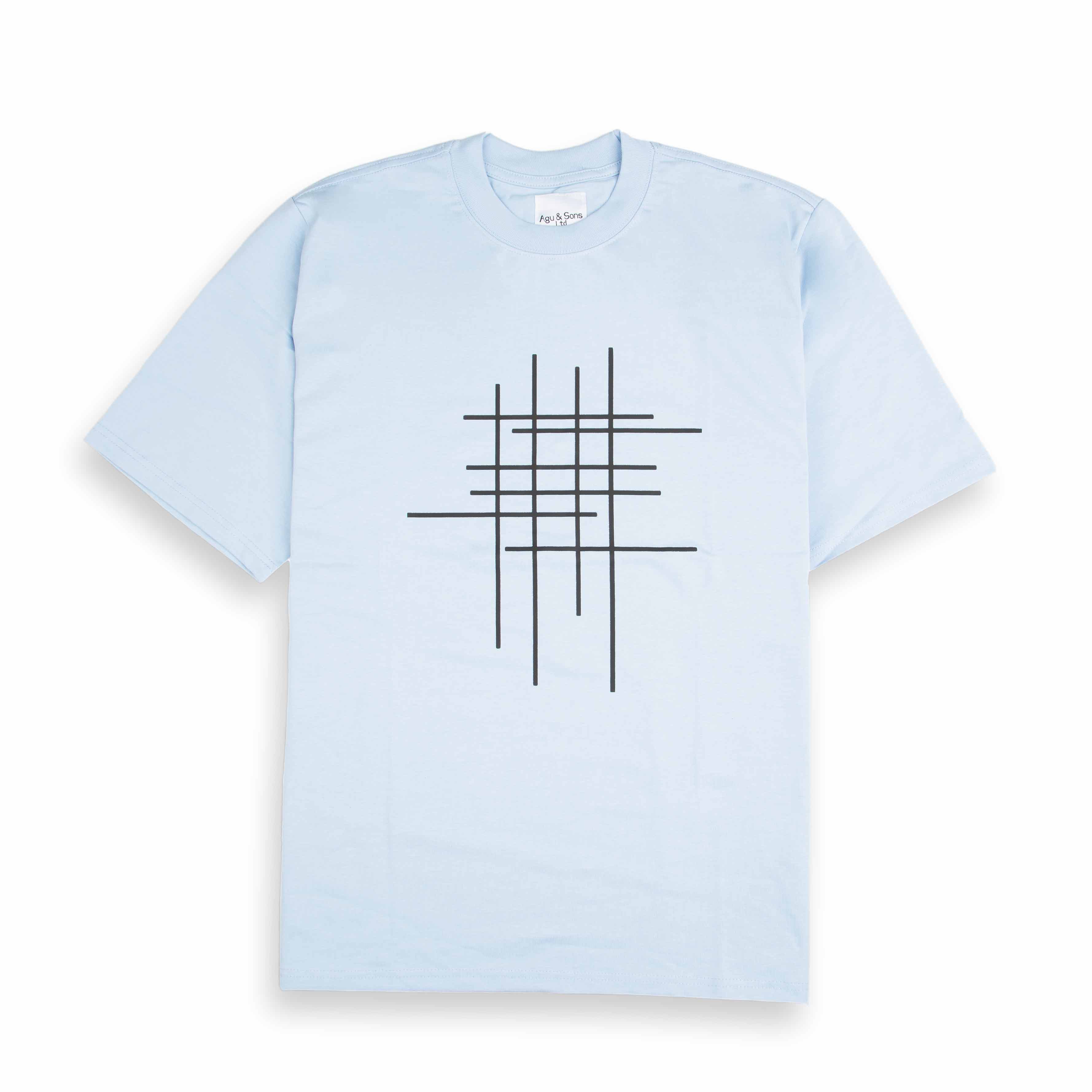Agu & Sons Light Blue Linear Grid T-Shirt