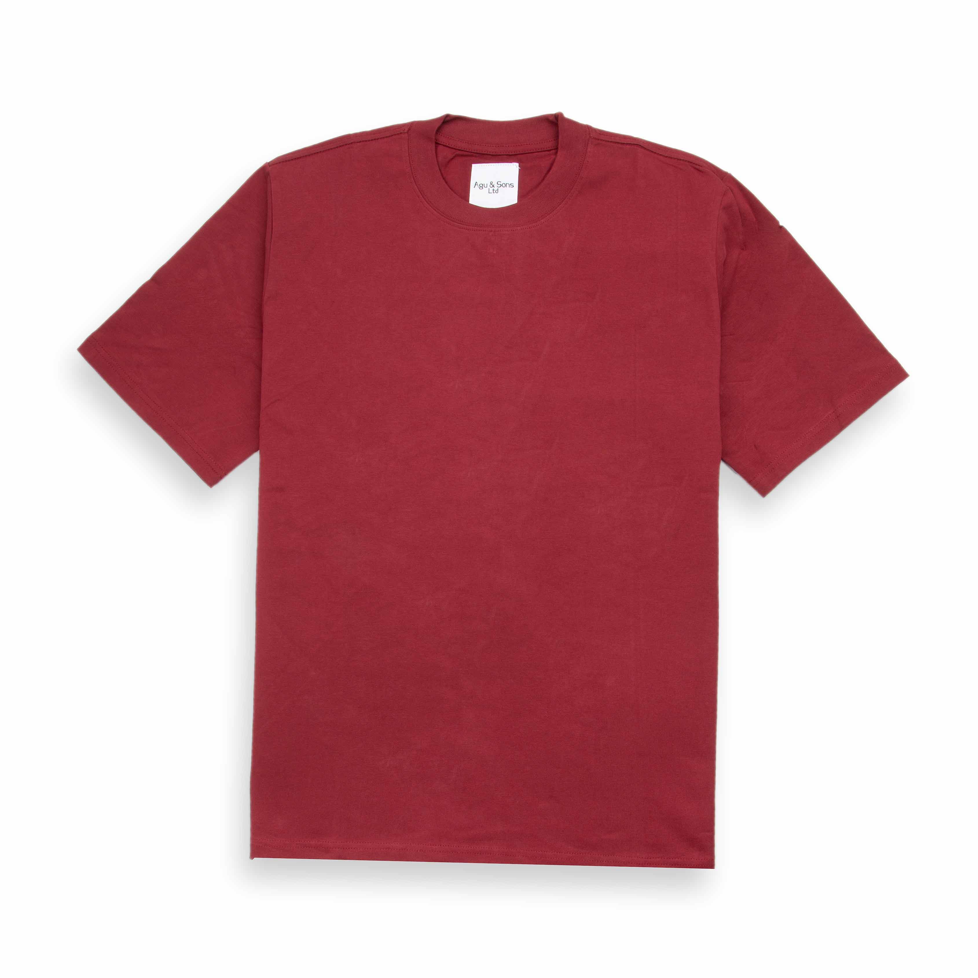 Burgundy Agu & Sons t-shirt with a white cartoon character resembling the Joker and "A STEP COUNTS" on the back.