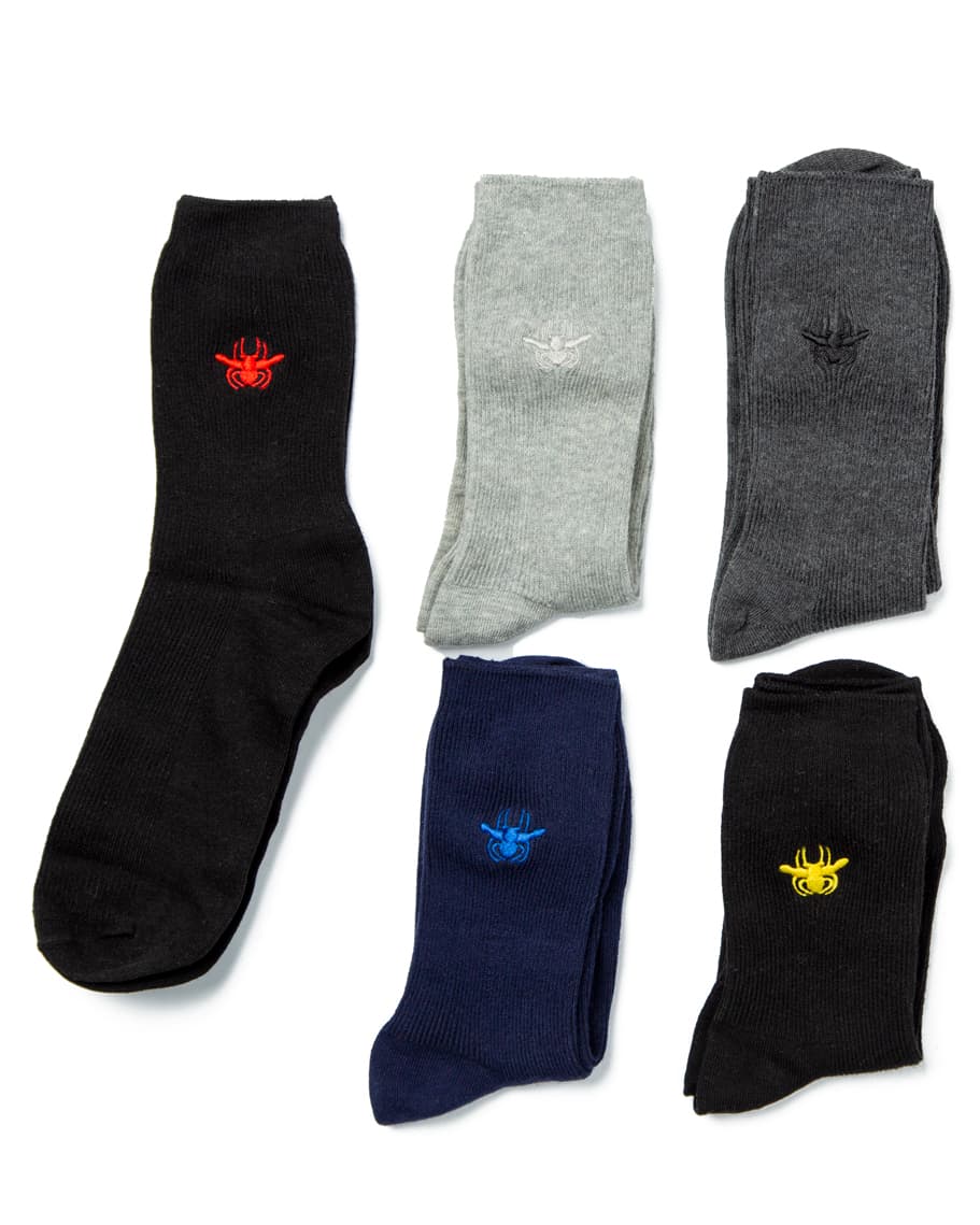 Dior Bee Motif Socks Multi-Pack, featuring black, dark grey, light grey, and navy pairs with embroidered bee detail and ribbed design.
