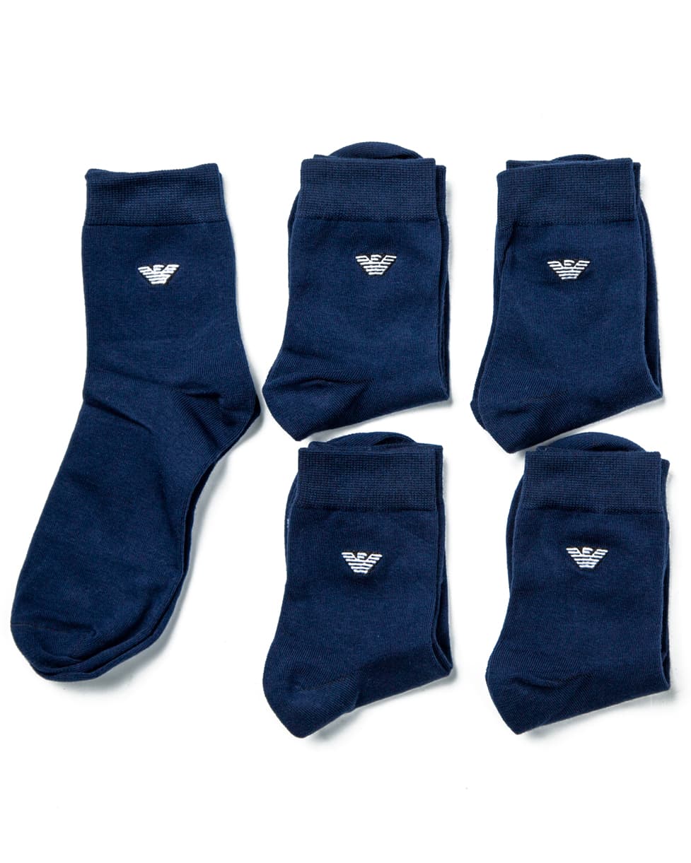 Giorgio Armani Navy Crew Socks, featuring a classic navy blue color with ribbed design and subtle logo detailing.