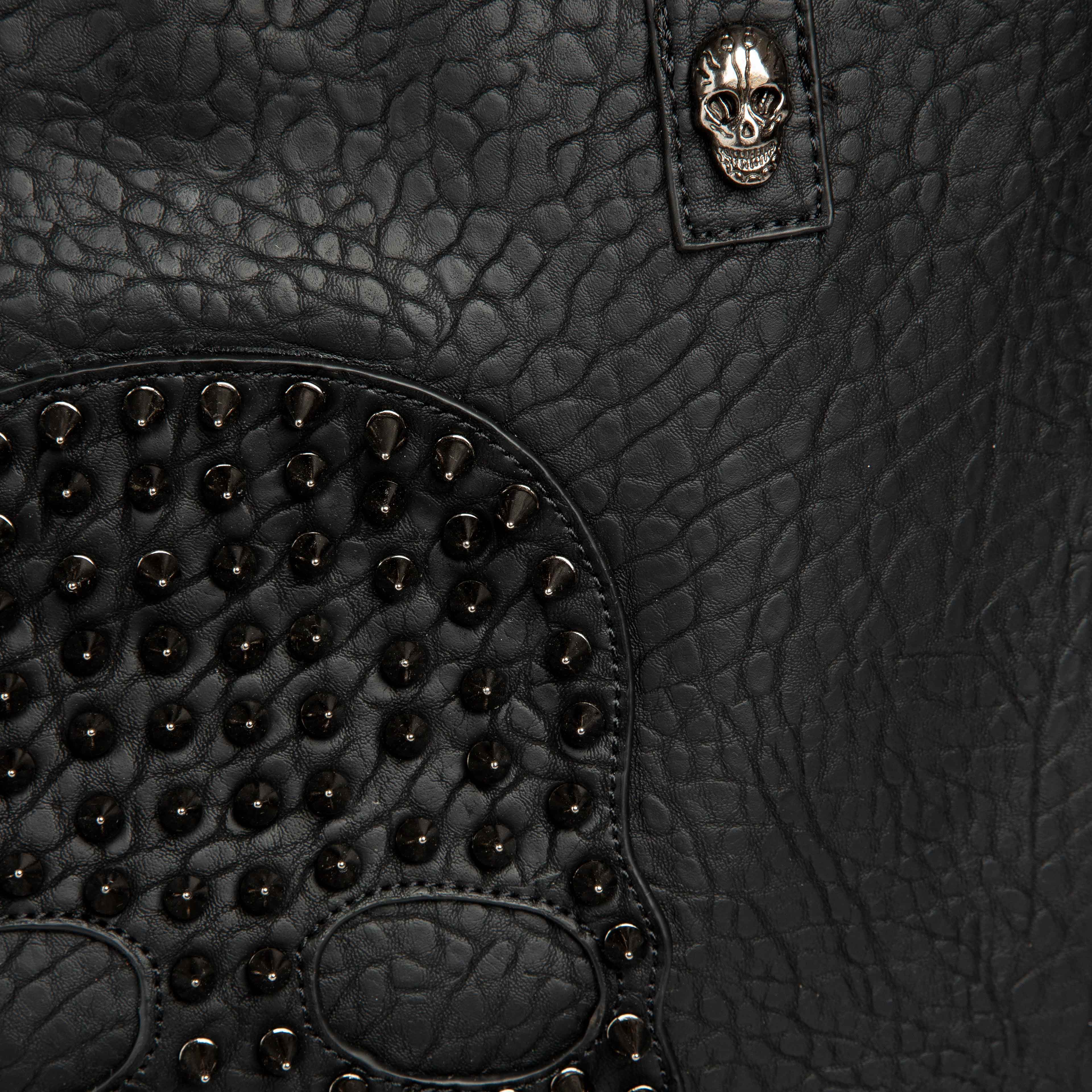 Studded Skull Crossbones Black Tote Bag - Edgy Style