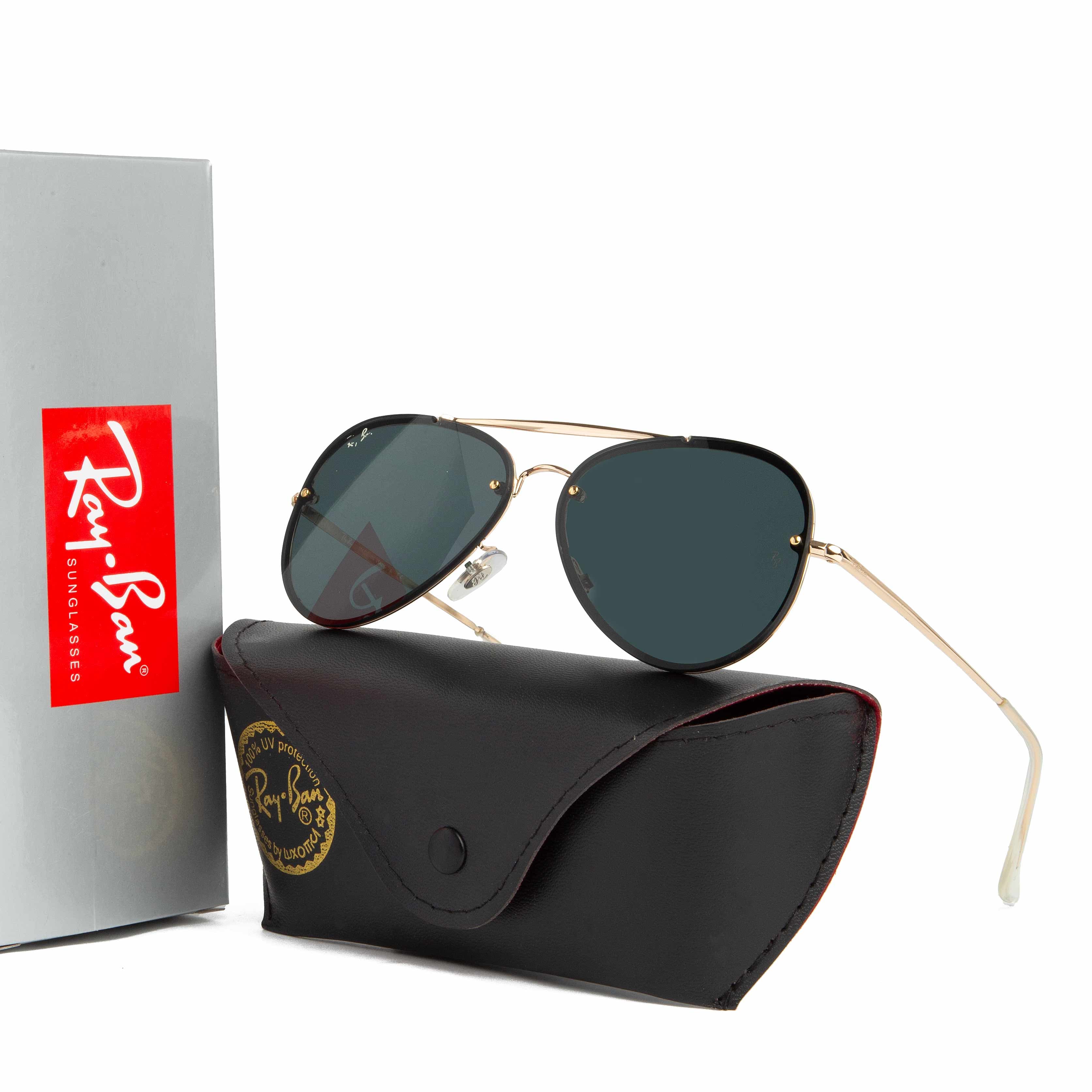 Ray-Ban Rimless Aviator Sunglasses - Gold Frame & Dark Lenses