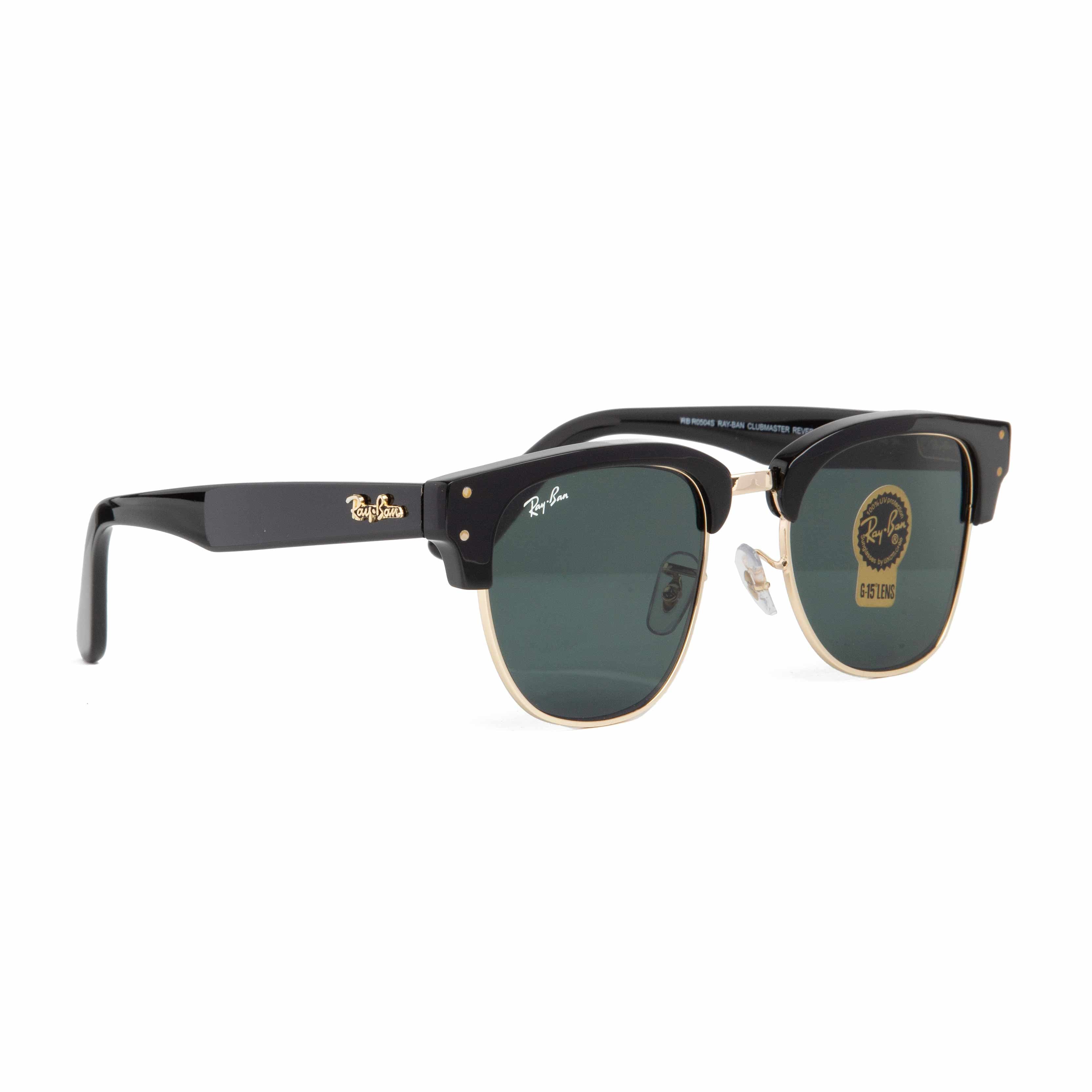 Ray-Ban Clubmaster Classic Sunglasses with Black Frame and G-15 Green Lenses, Iconic Retro Design for Men and Women.