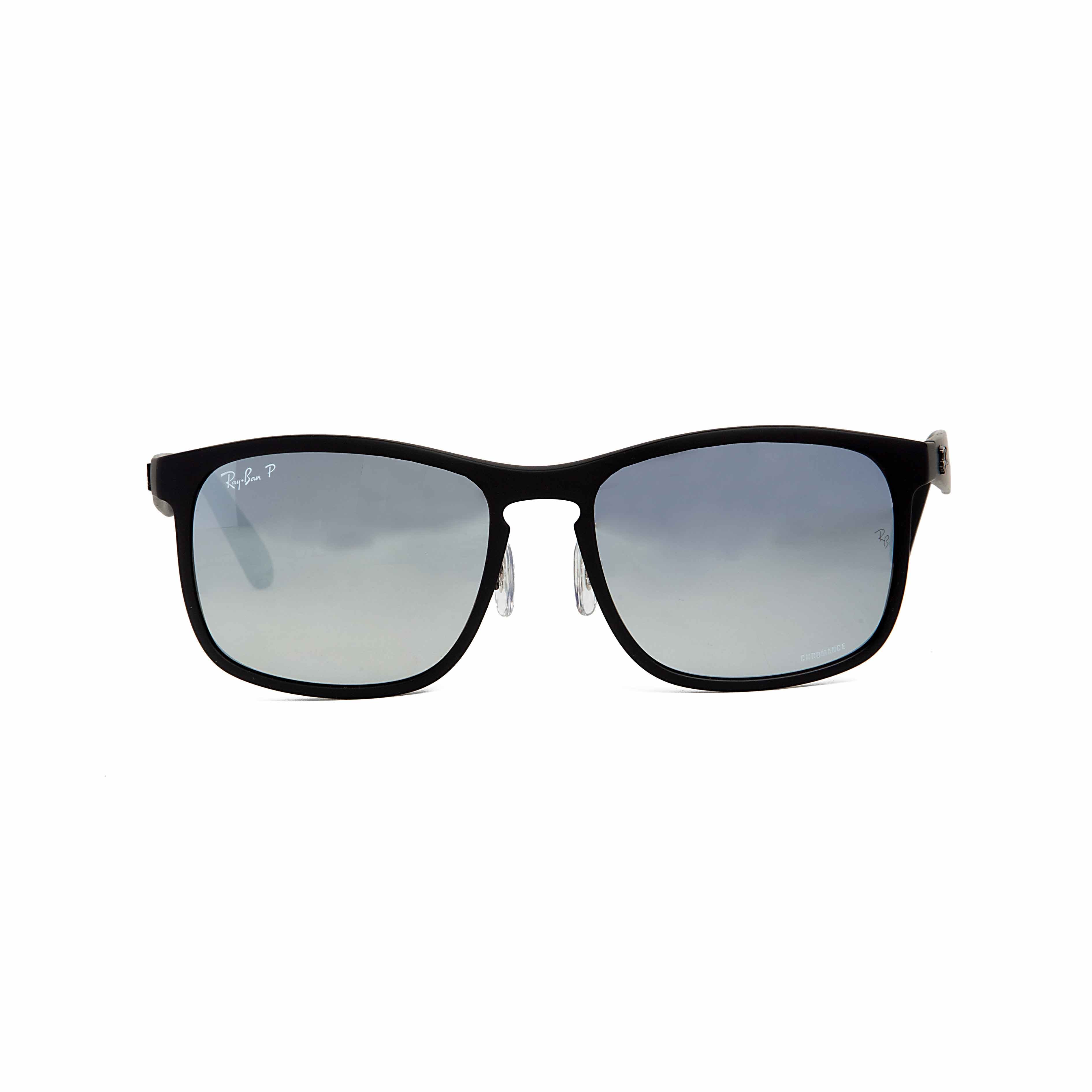 Ray-Ban Polarized Square Sunglasses in Matte Black with Silver Mirrored Lenses - Unisex Eyewear for Glare Protection and Style"
