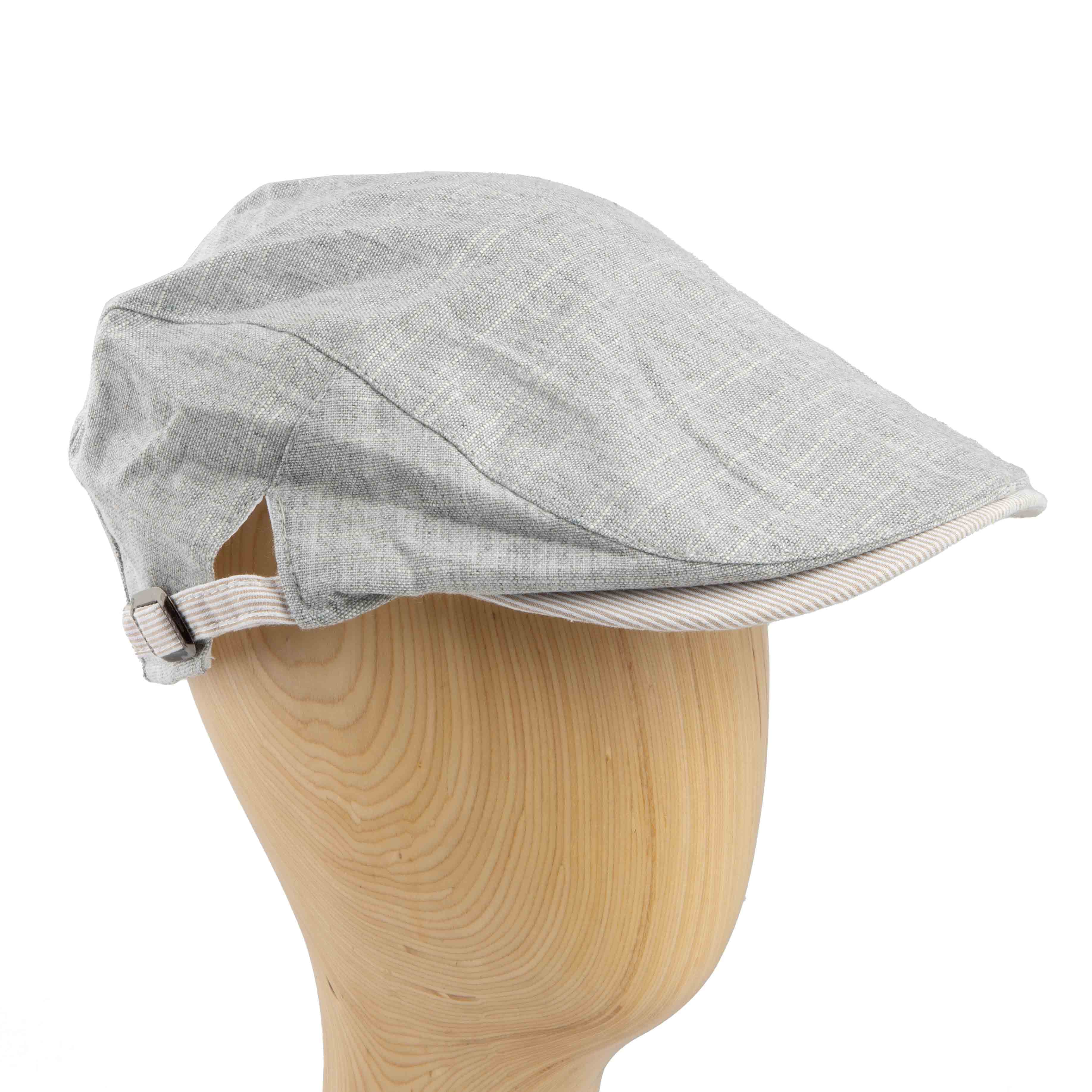 Lightweight grey linen blend flat cap for men, perfect for spring and summer.