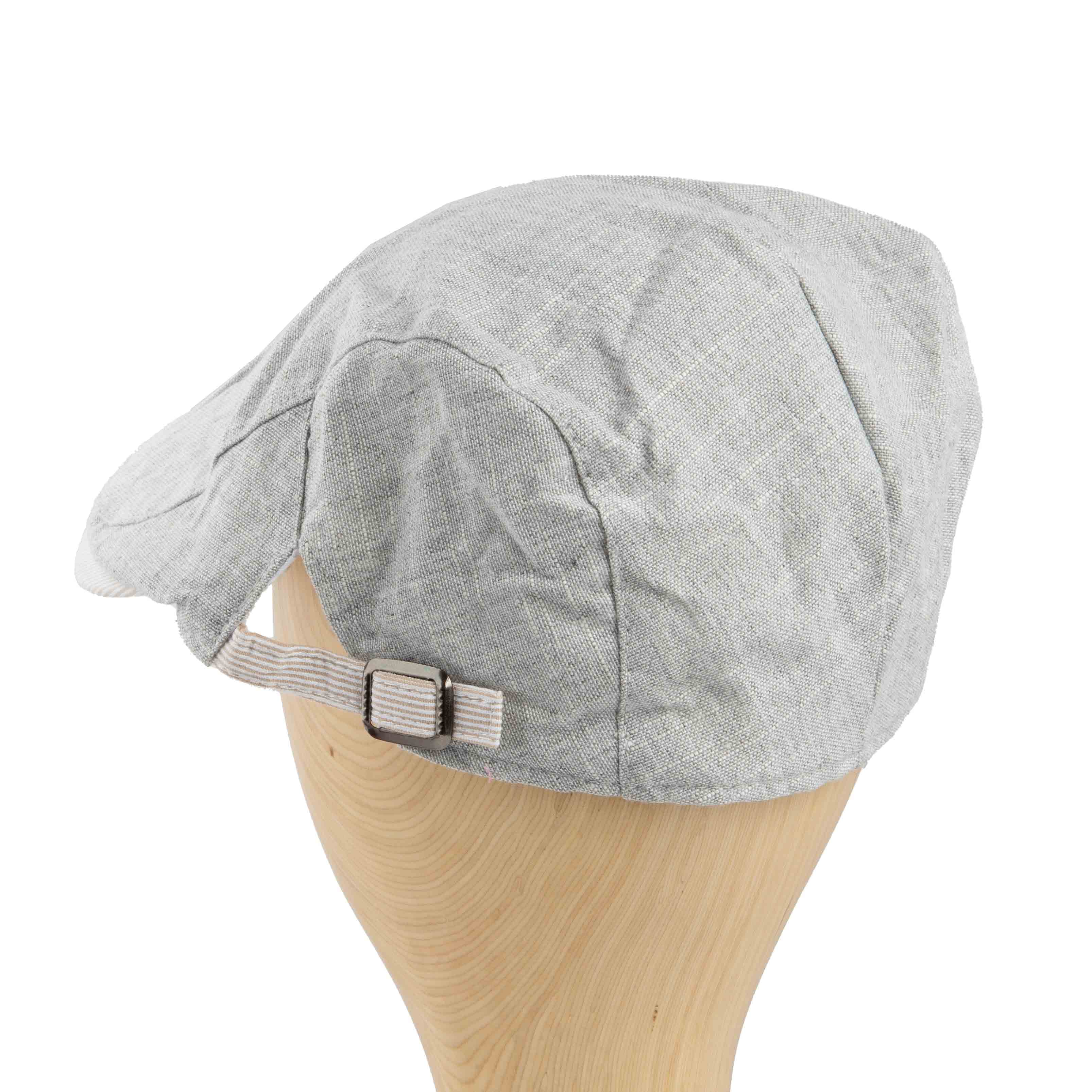 Lightweight grey linen blend flat cap for men, perfect for spring and summer.