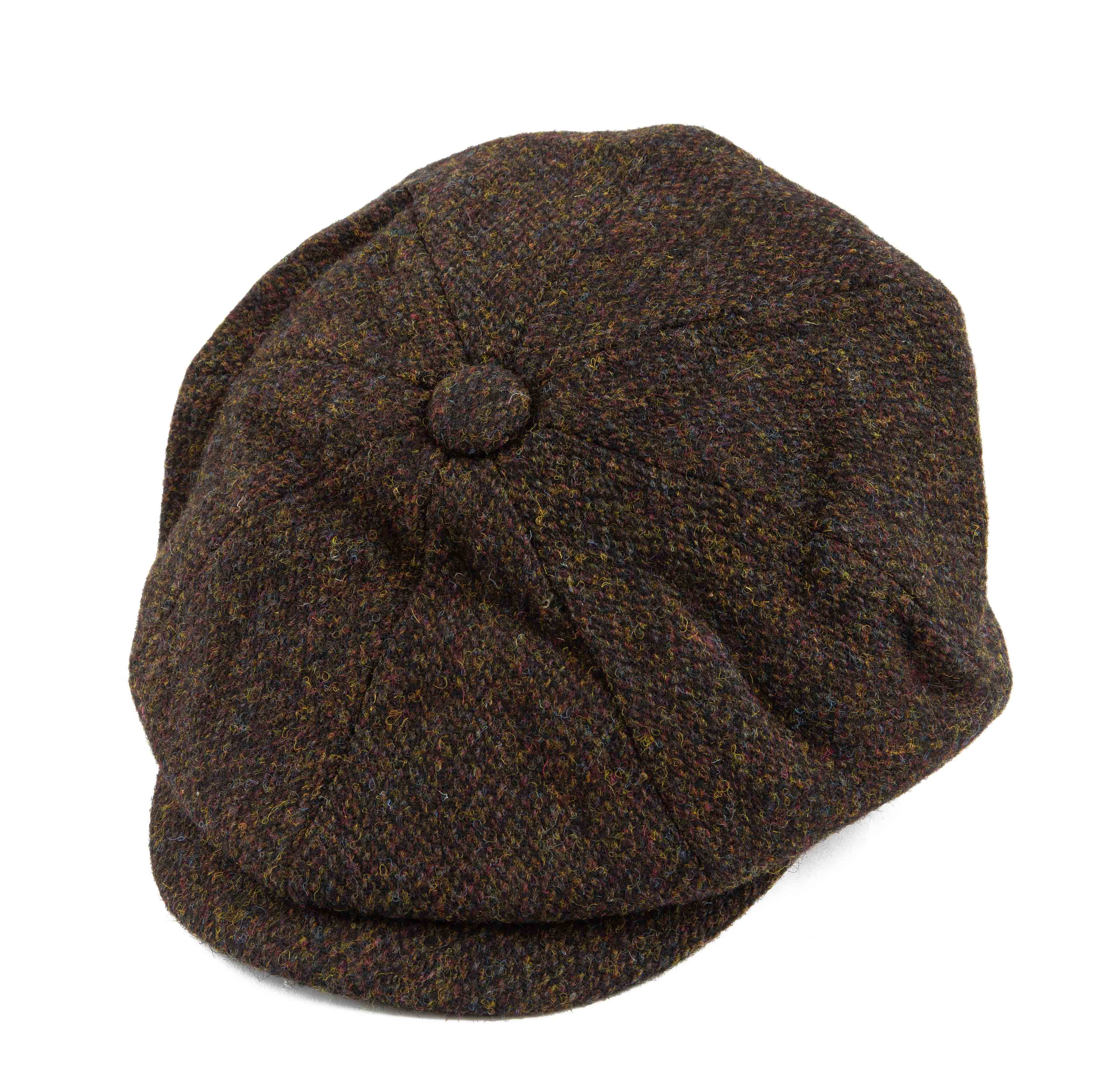 Premium brown Donegal tweed newsboy cap for men, ideal for traditional or sophisticated casual wear.