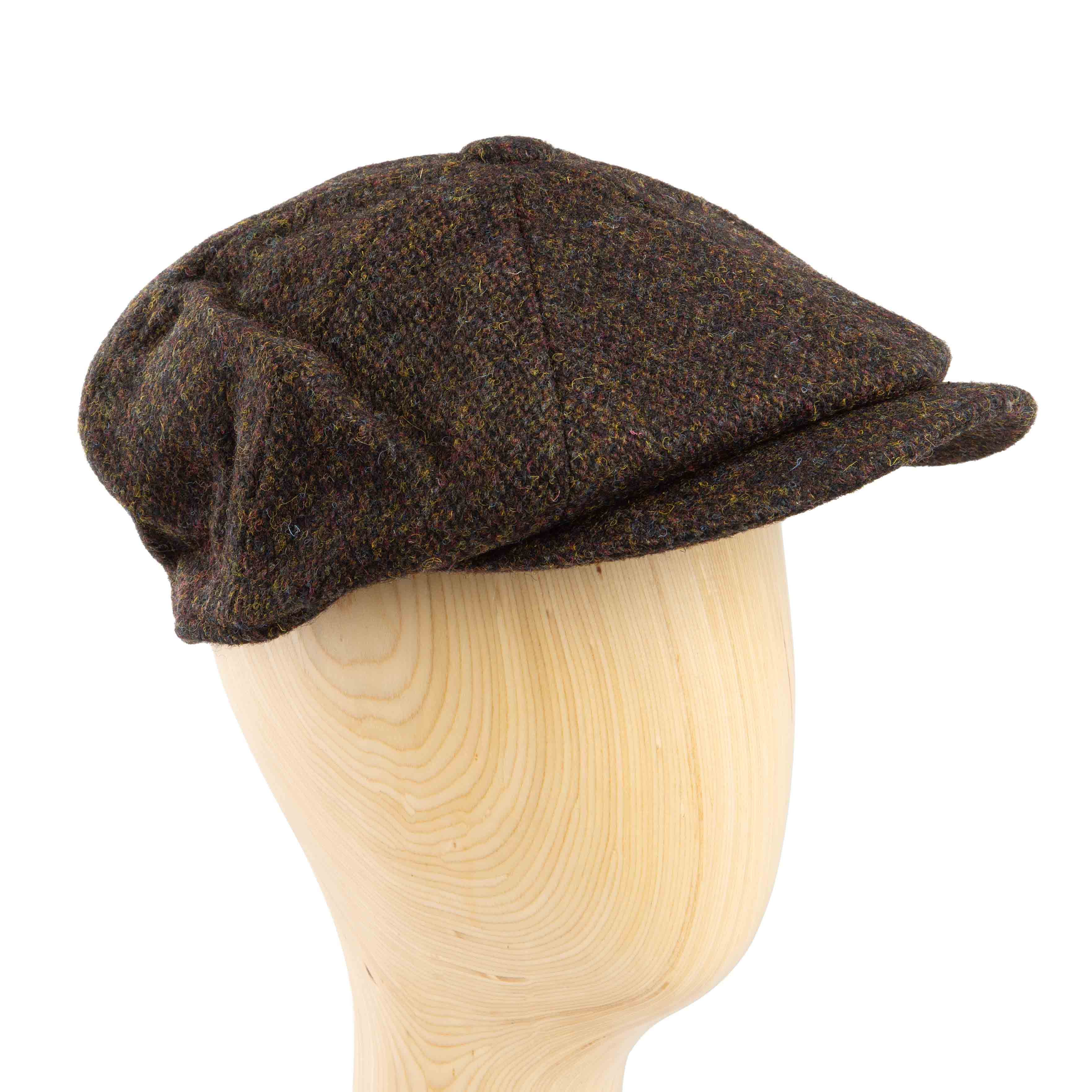 Premium brown Donegal tweed newsboy cap for men, ideal for traditional or sophisticated casual wear.