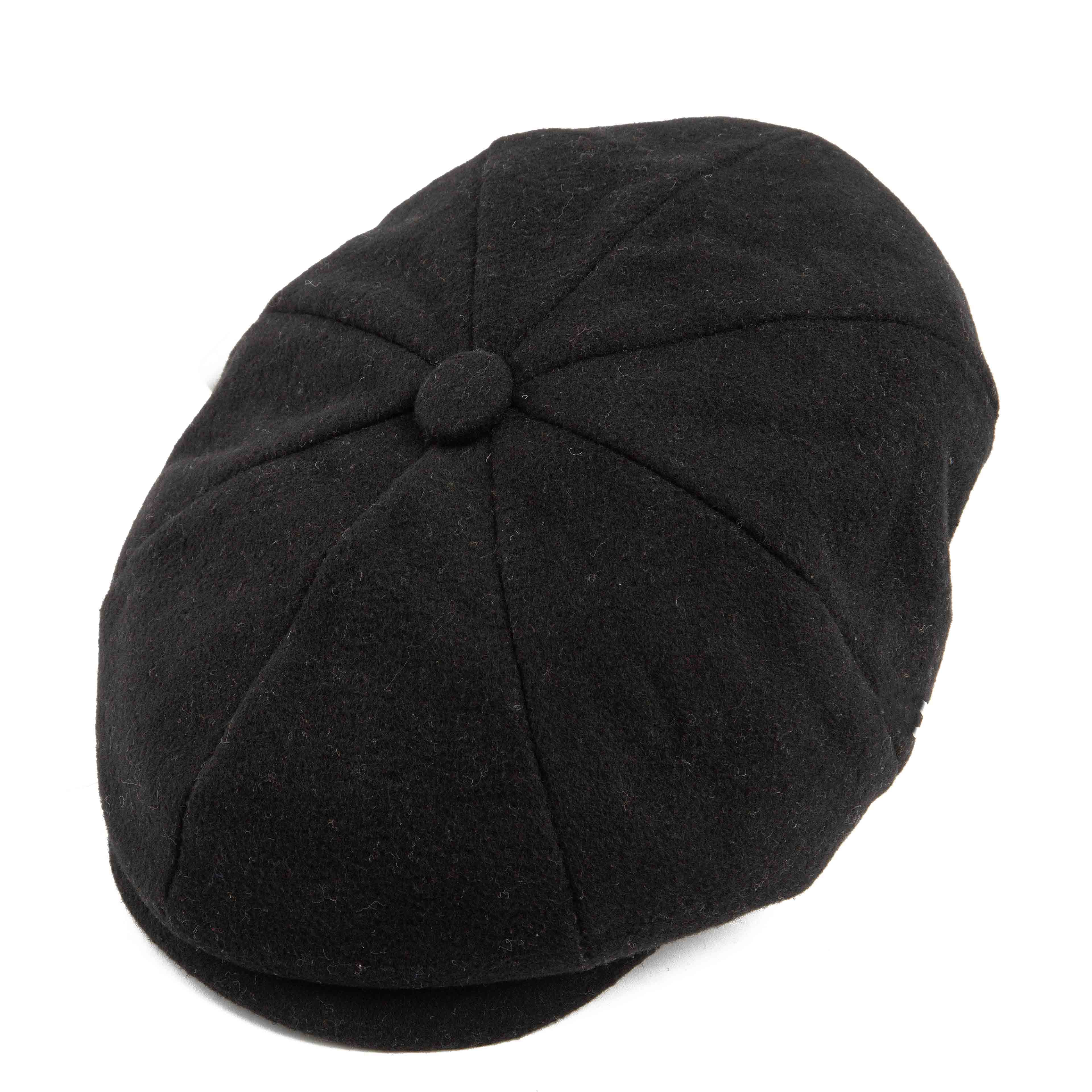 Classic solid black wool-blend newsboy cap for men, perfect for versatile everyday wear.