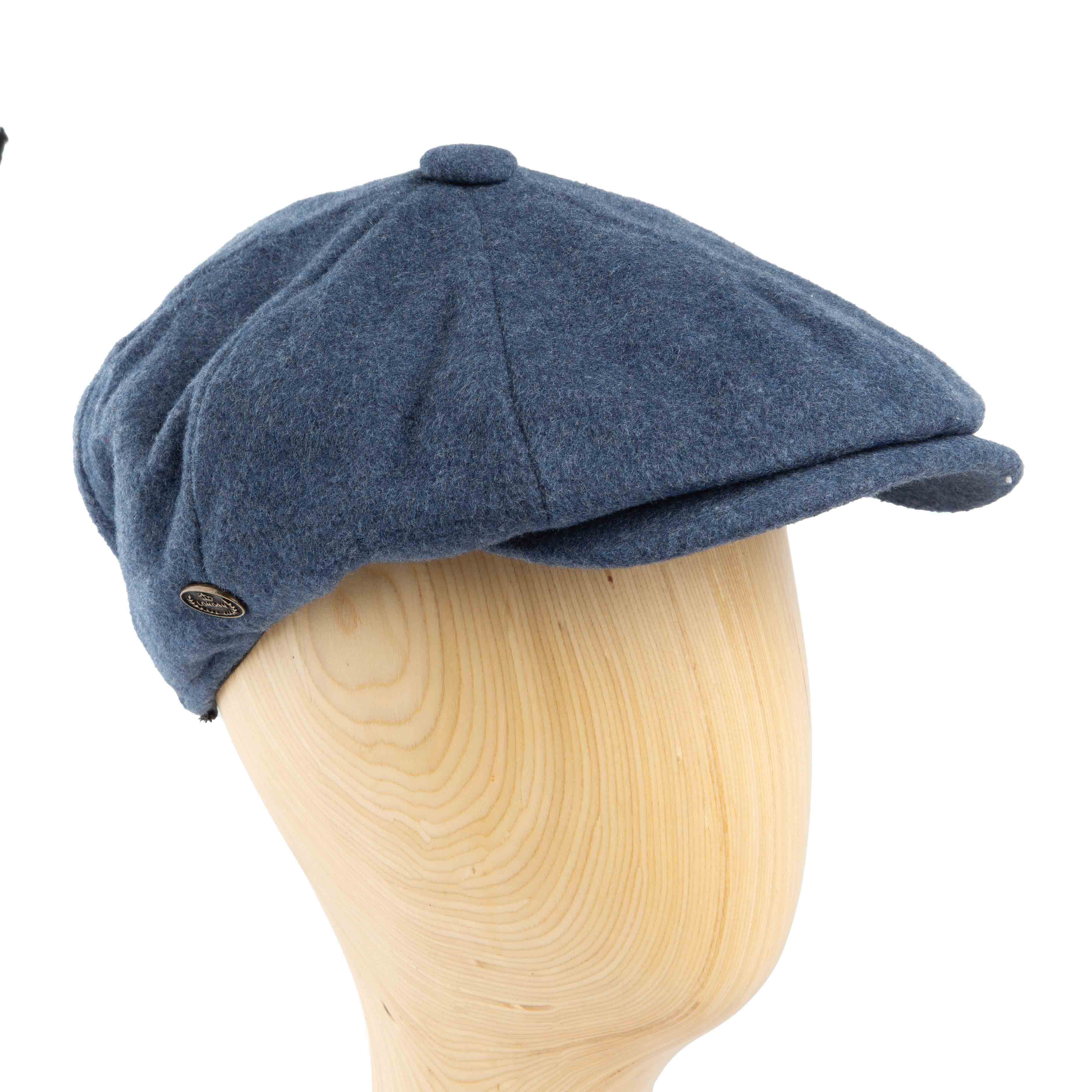 Classic solid blue wool-blend newsboy cap for men, perfect for versatile everyday wear.
