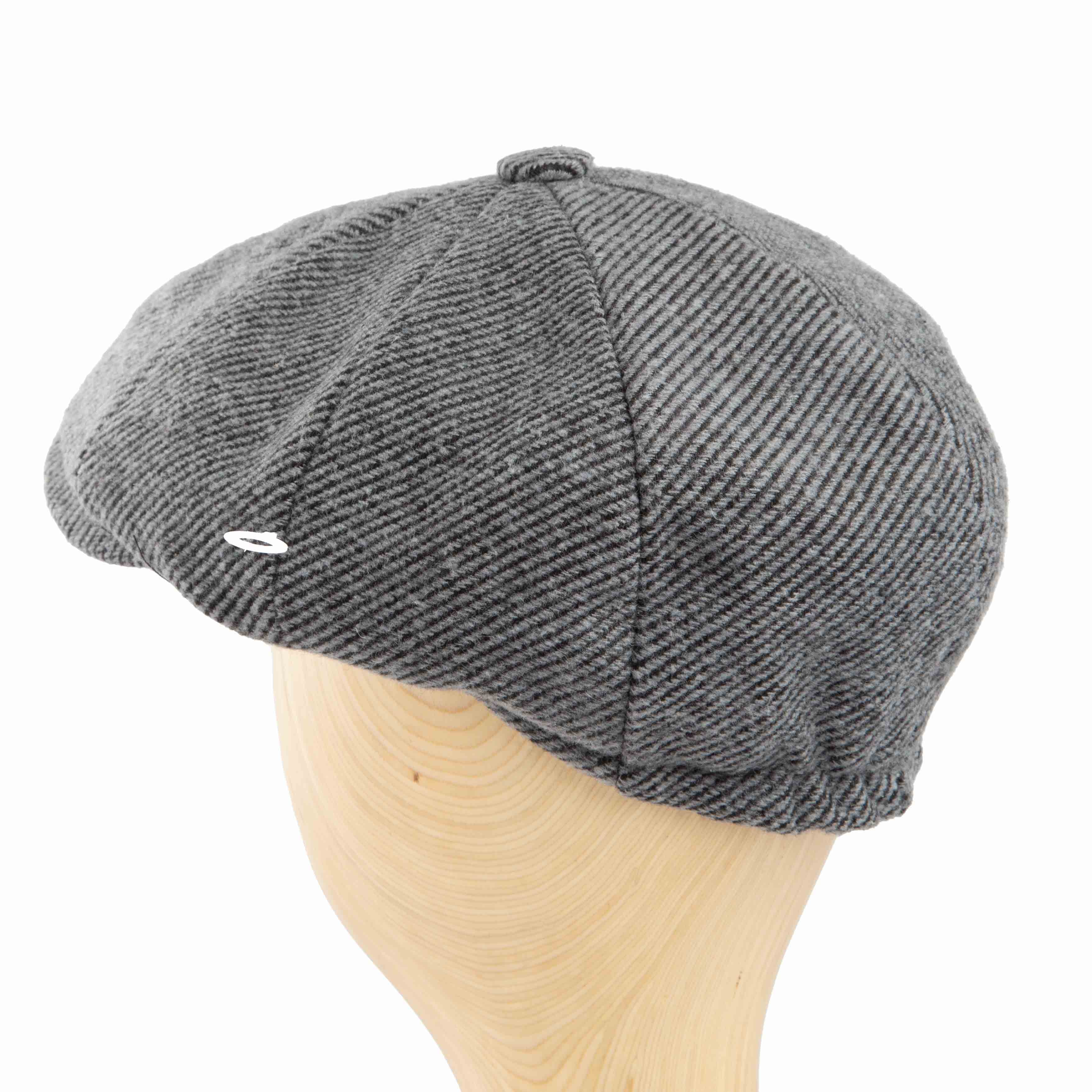 Classic grey herringbone newsboy cap for men, perfect for vintage or versatile everyday wear.