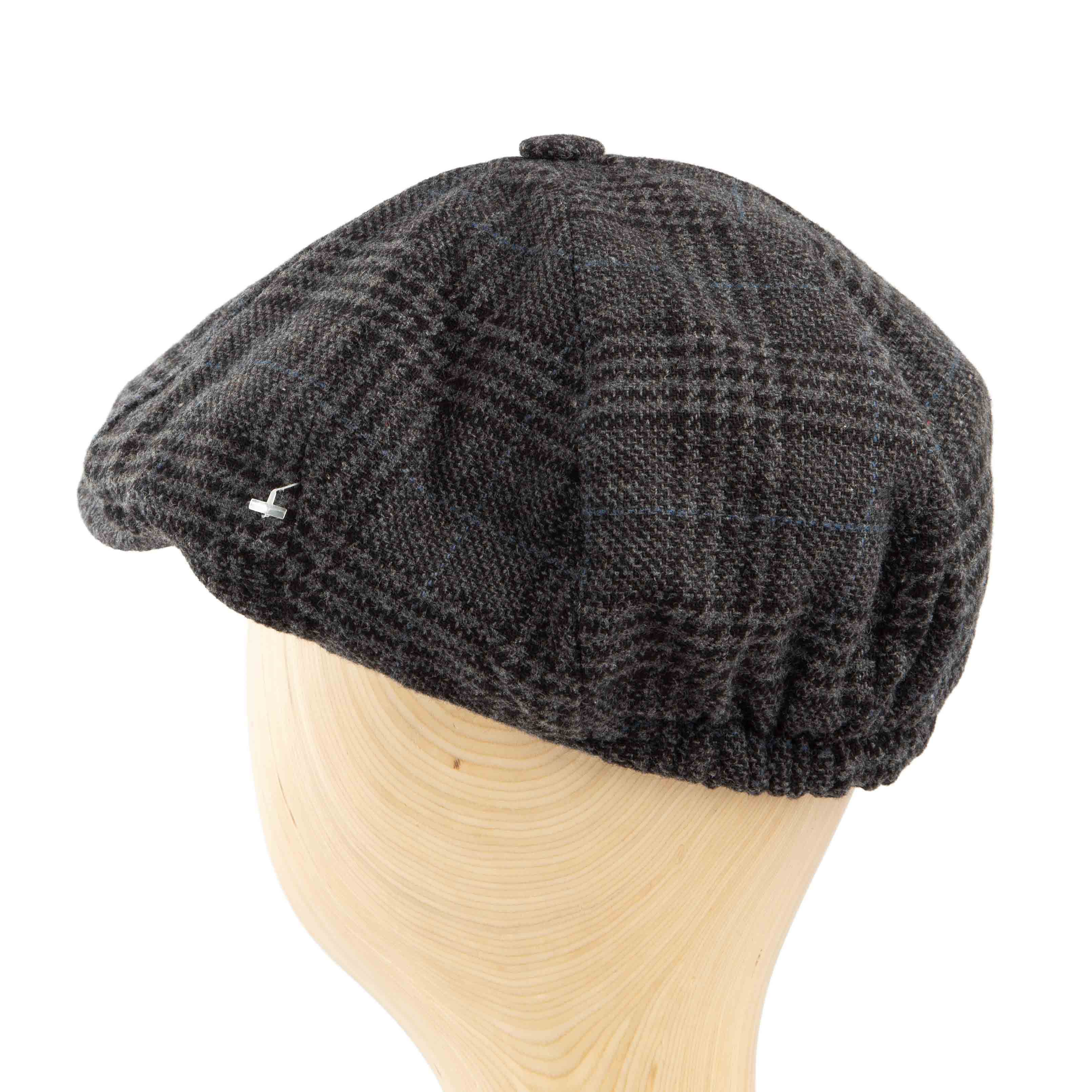 Dark plaid newsboy cap, classic unisex style, textured wool blend, vintage fashion accessory