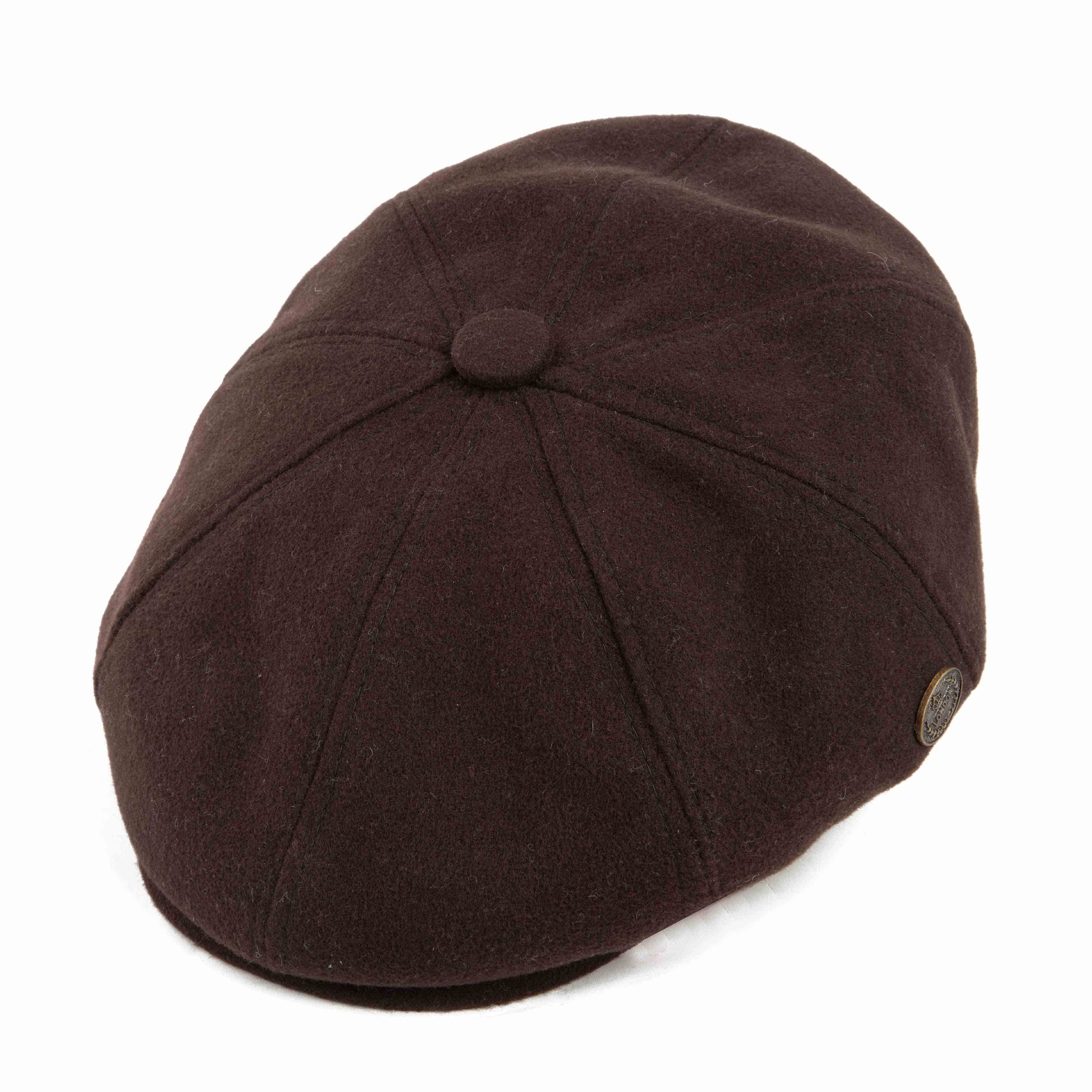 Solid brown newsboy cap with a classic 8-panel design and subtle side embellishment, perfect for vintage and casual outfits.