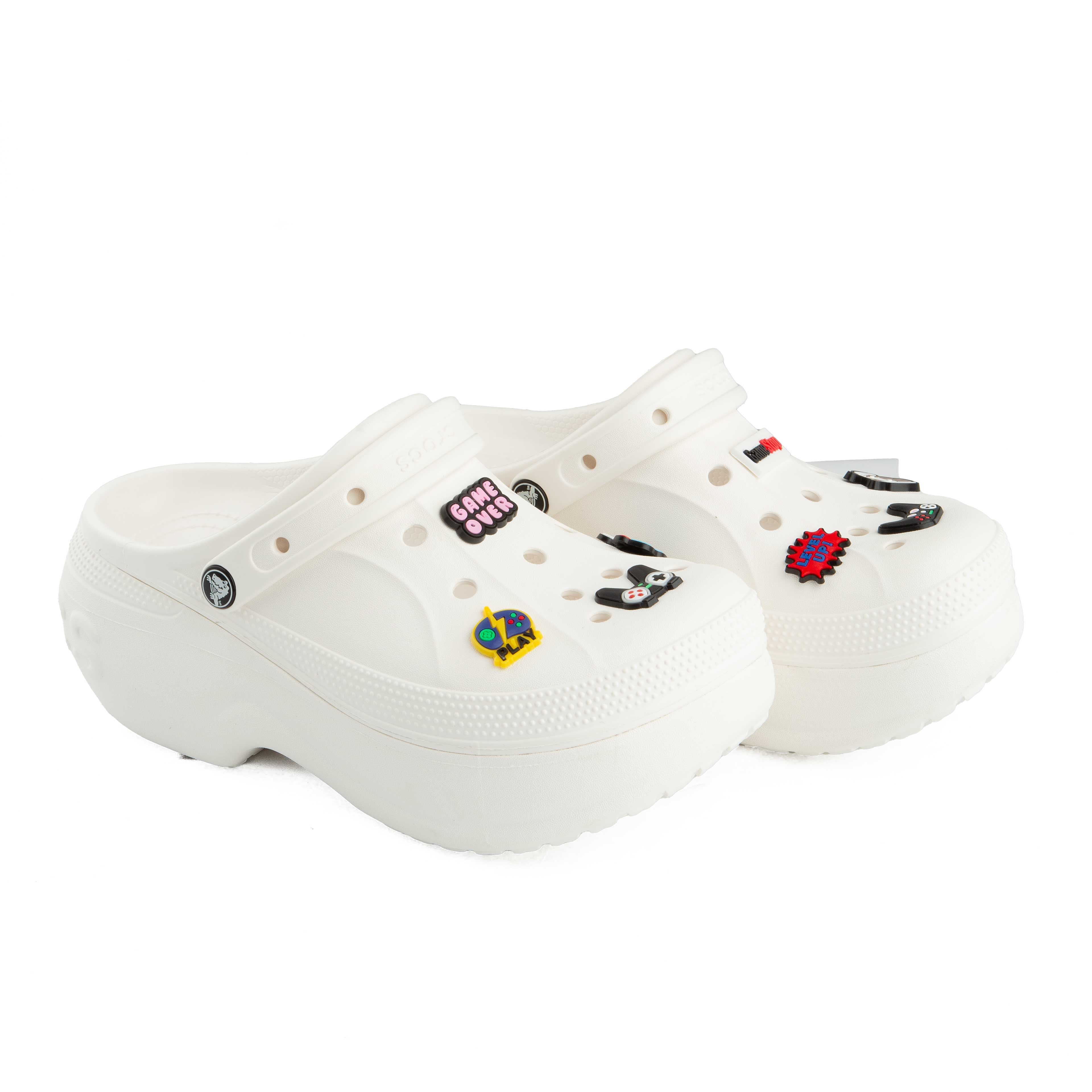 Unisex Classic Platform  Crocs Bella Clogs with Jibitzs, 11267 -White 