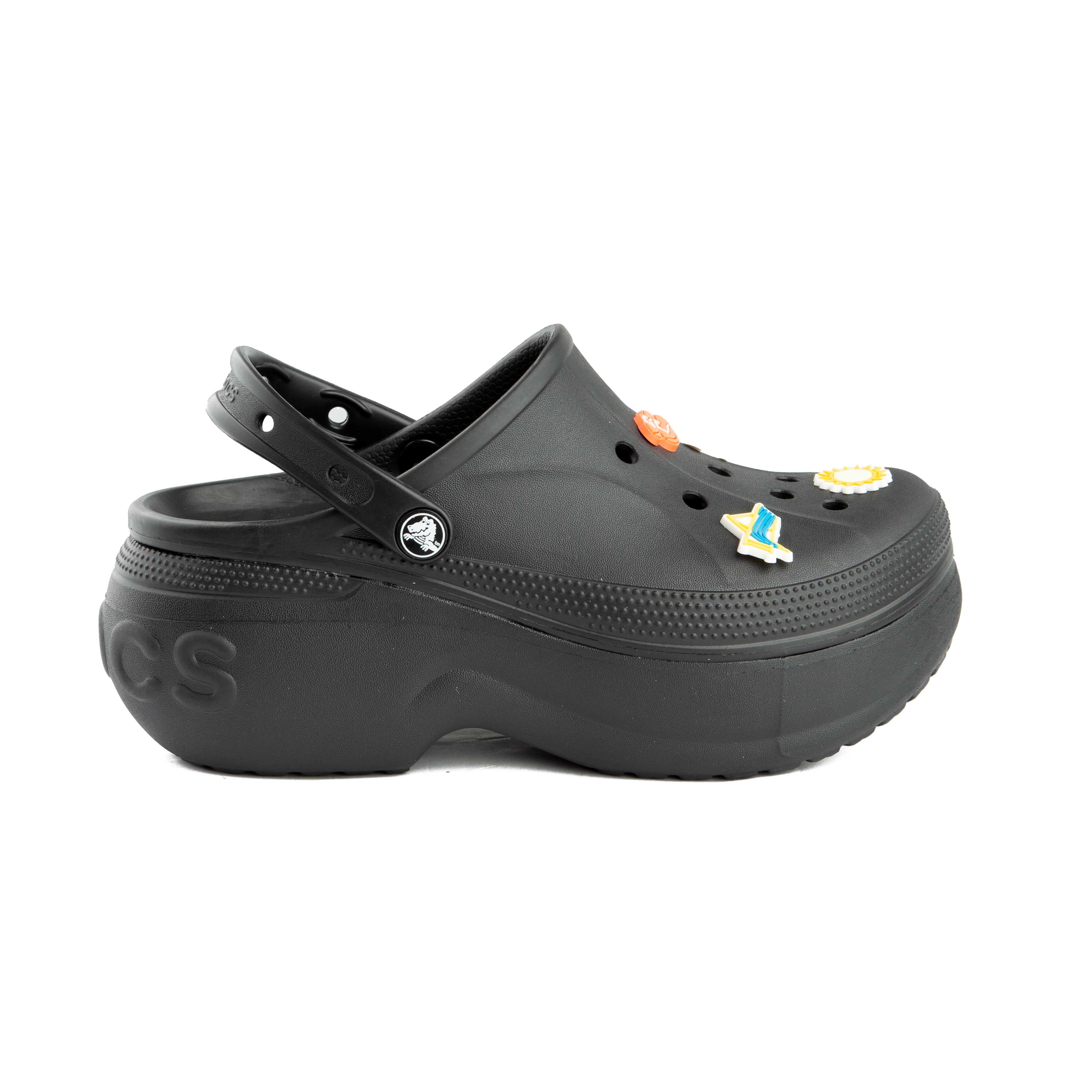 This is a pair of black Crocs Classic Platform Clog