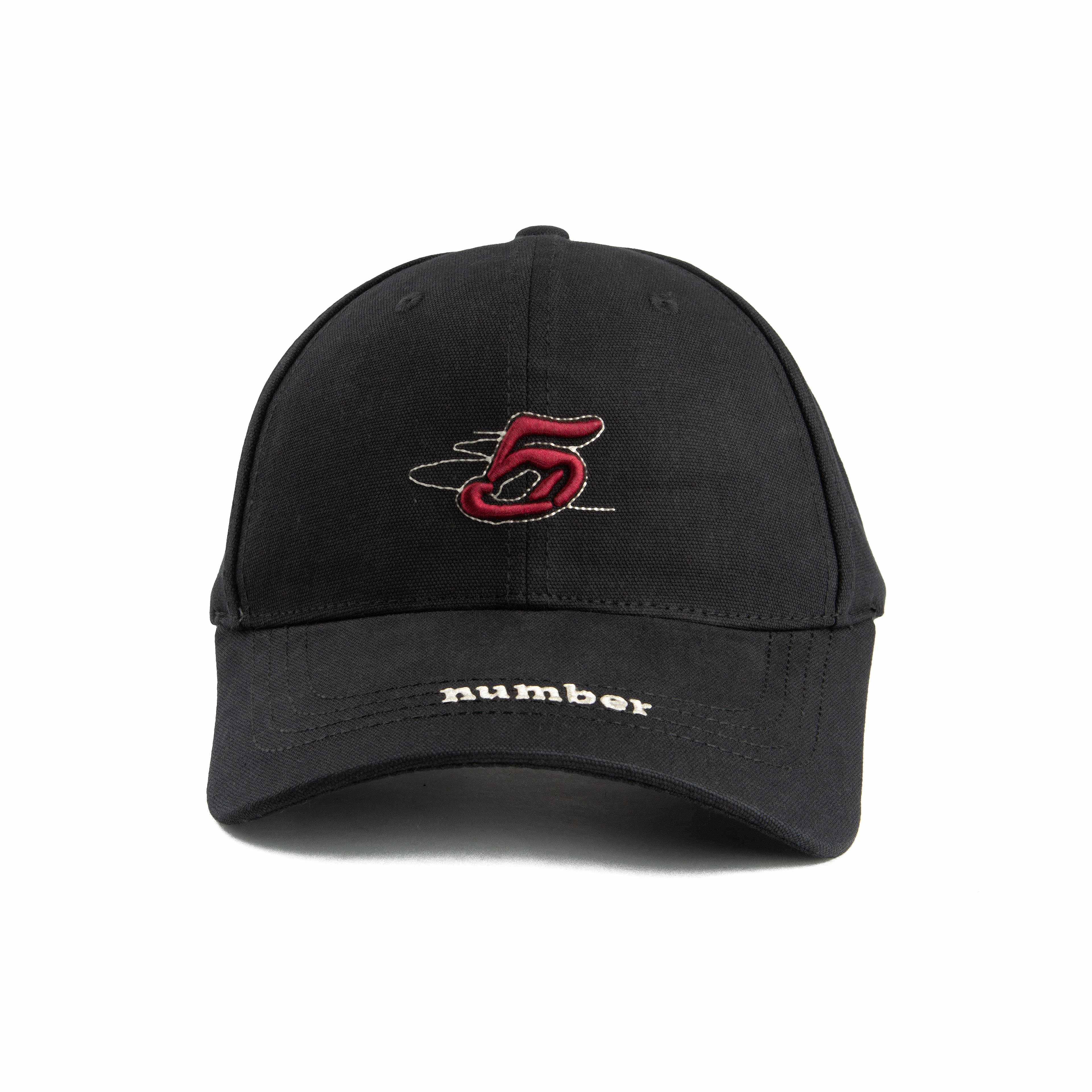  "Number" Baseball Cap with Red Stylized '5', 11499-Black