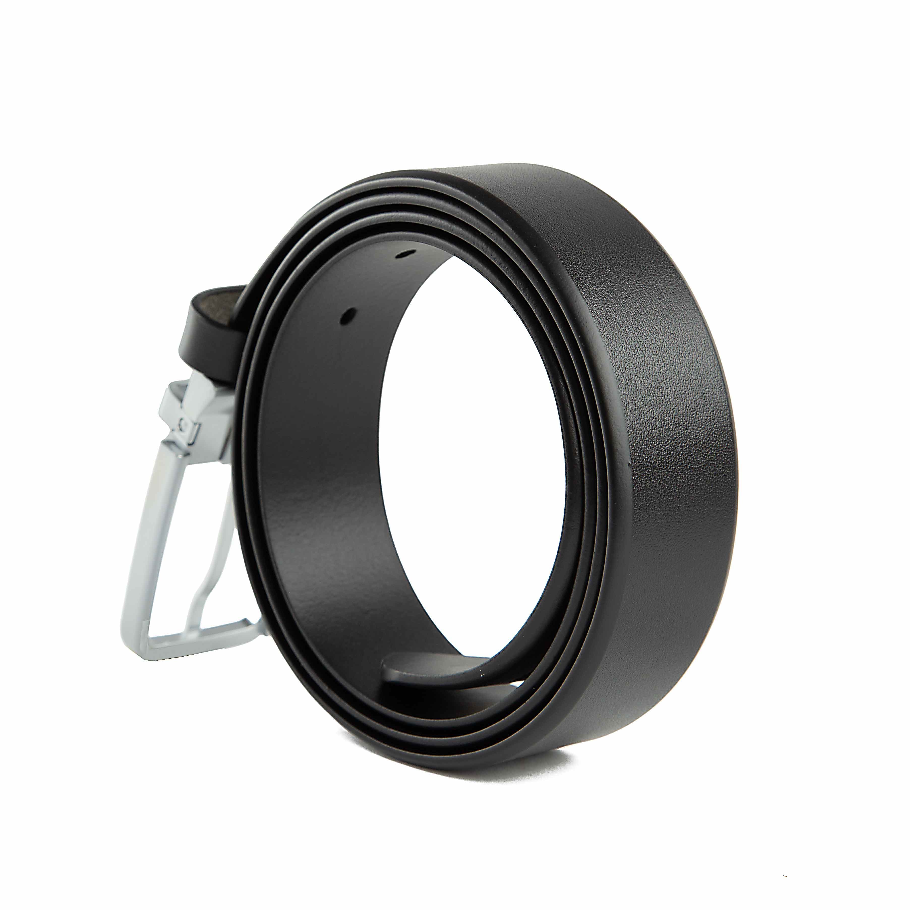 Agu & Son Ltd Men's Classic Black Leather Belt with Polished Silver Buckle - Essential Agu & Son Ltd Belt
