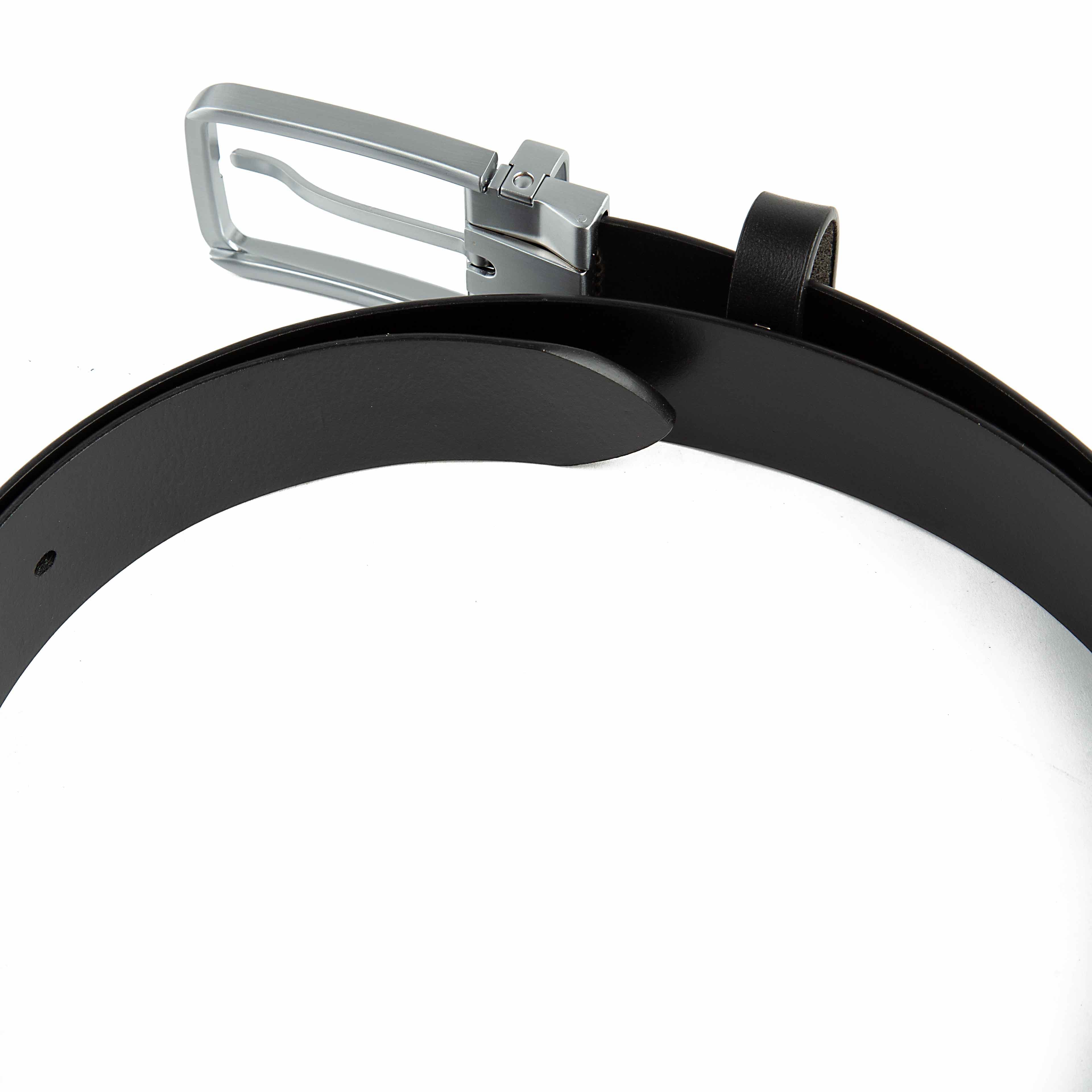 Agu & Son Ltd Men's Classic Black Leather Belt with Polished Silver Buckle - Essential Agu & Son Ltd Belt