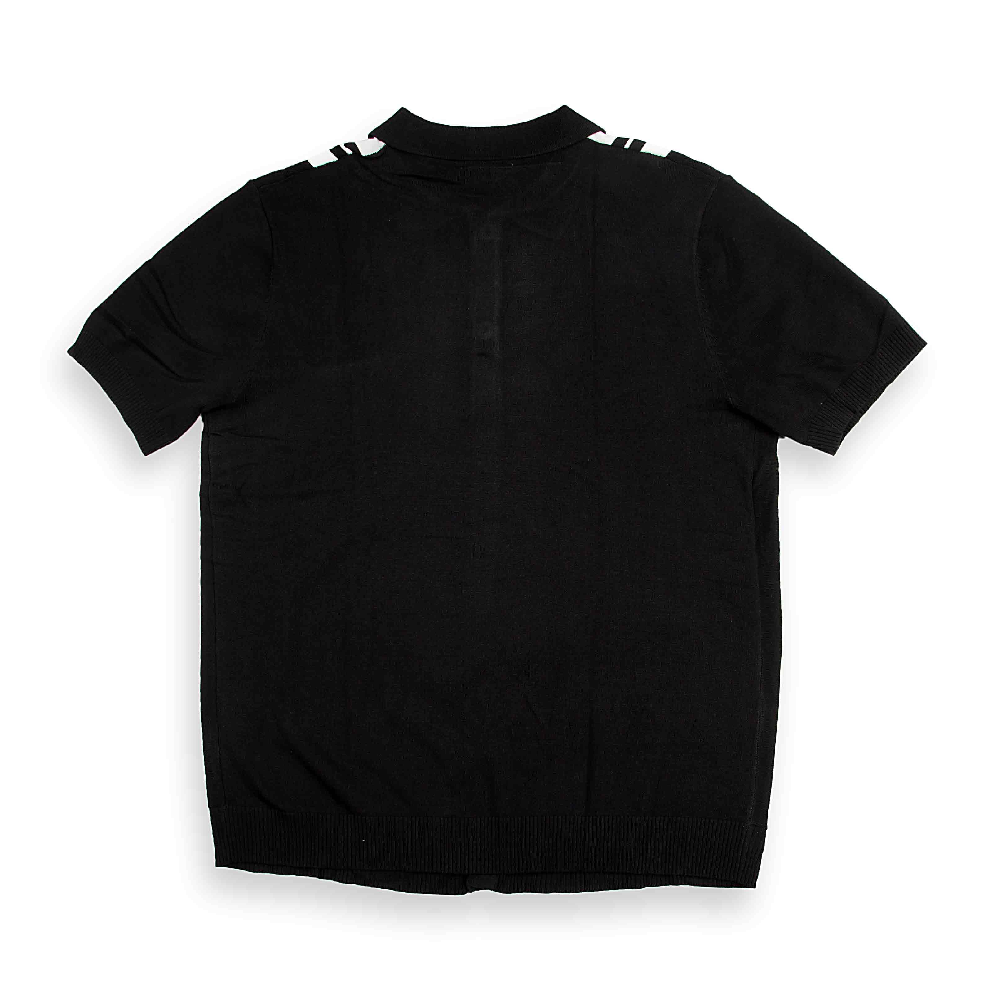 Retro Black & White Vertical Stripe Knit Shirt