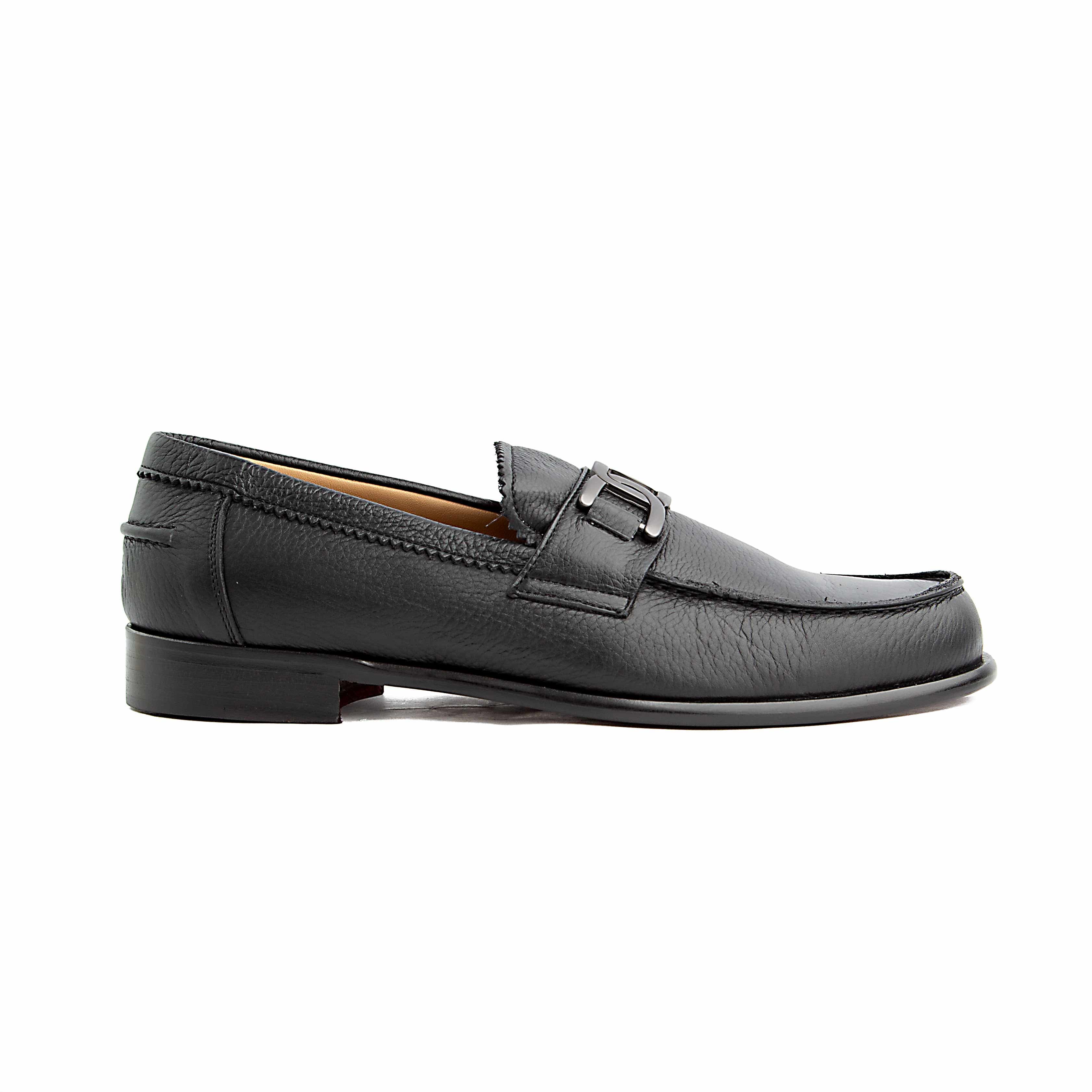 Peter Ascot Men's Black Leather Chain Loafers