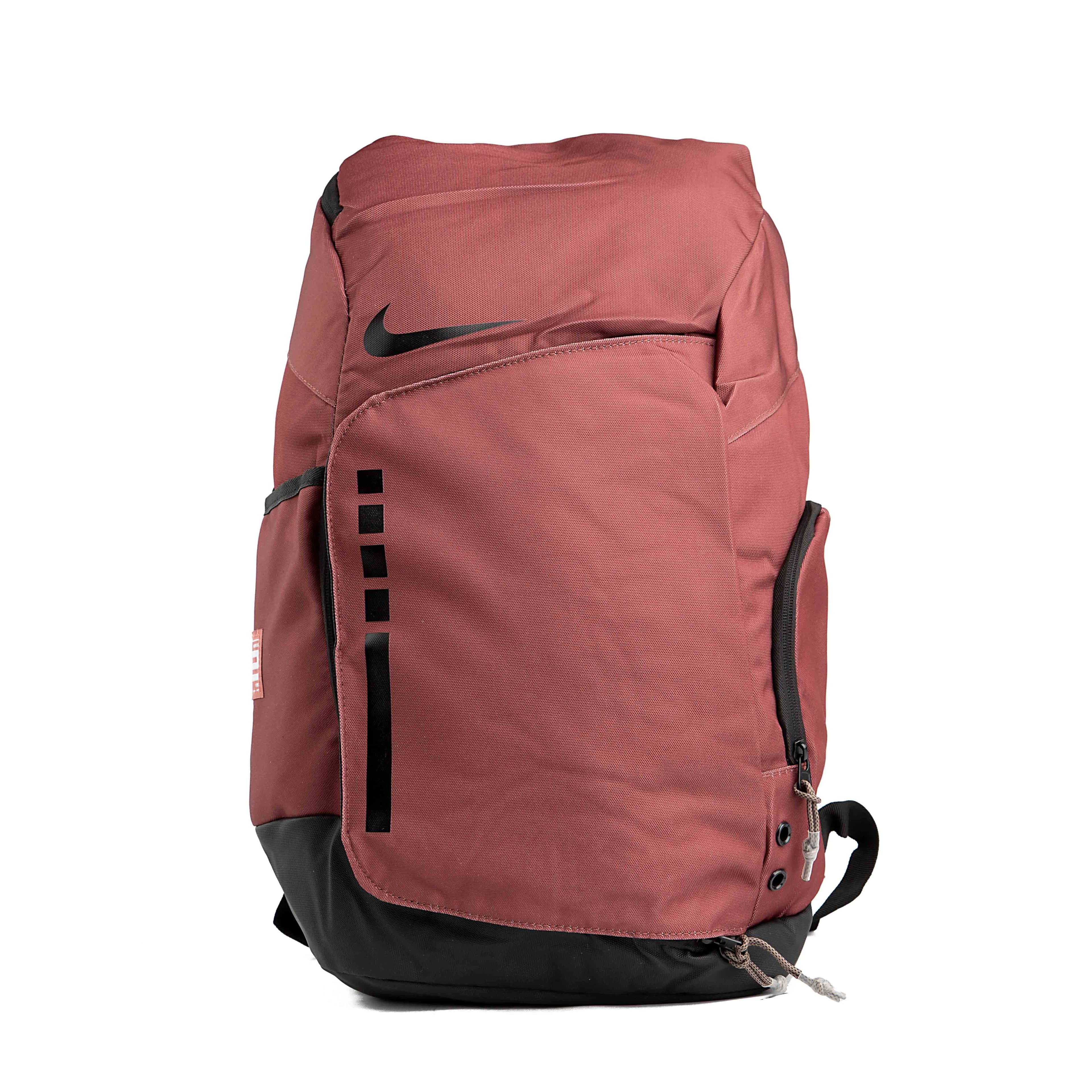 Nike Elite Pro basketball backpack, maroon, black logo, unisex, sports bag, gym bag.