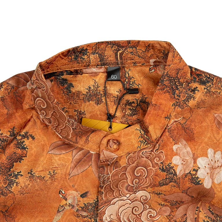 Yekd Silk Vintage Shirt -  Eastern Print Button-up