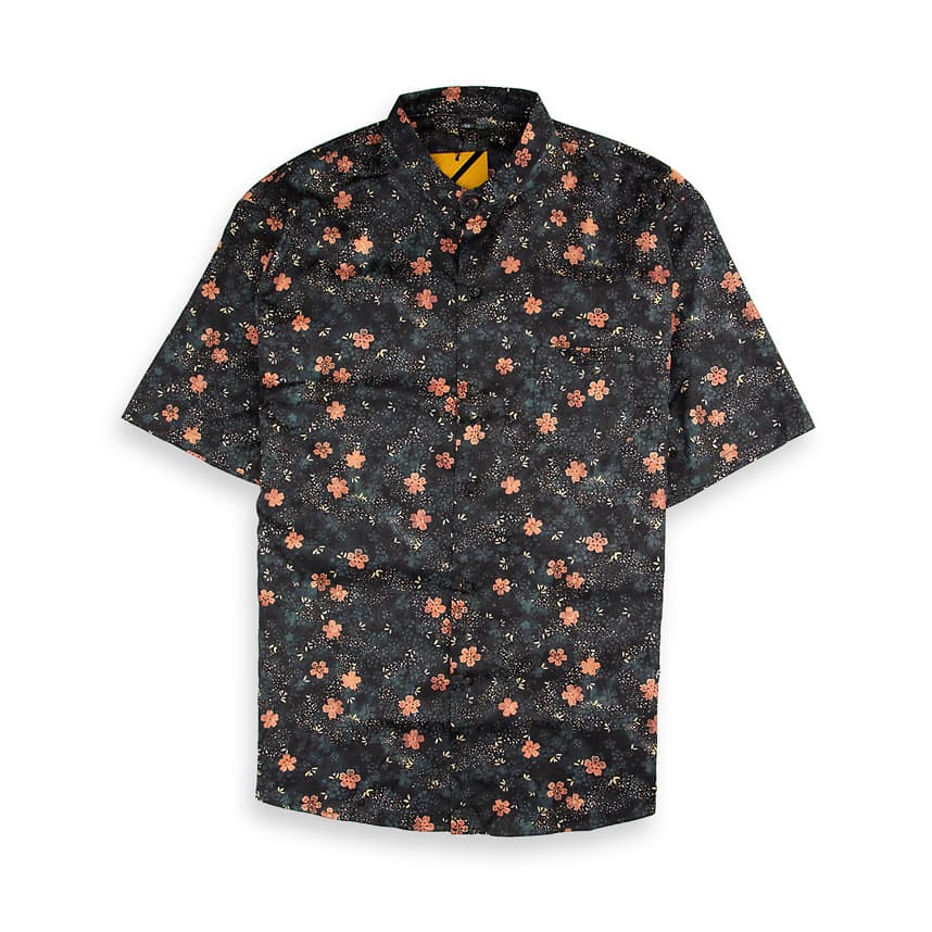 YEKD Silk Vintage Shirt - Black Floral Print