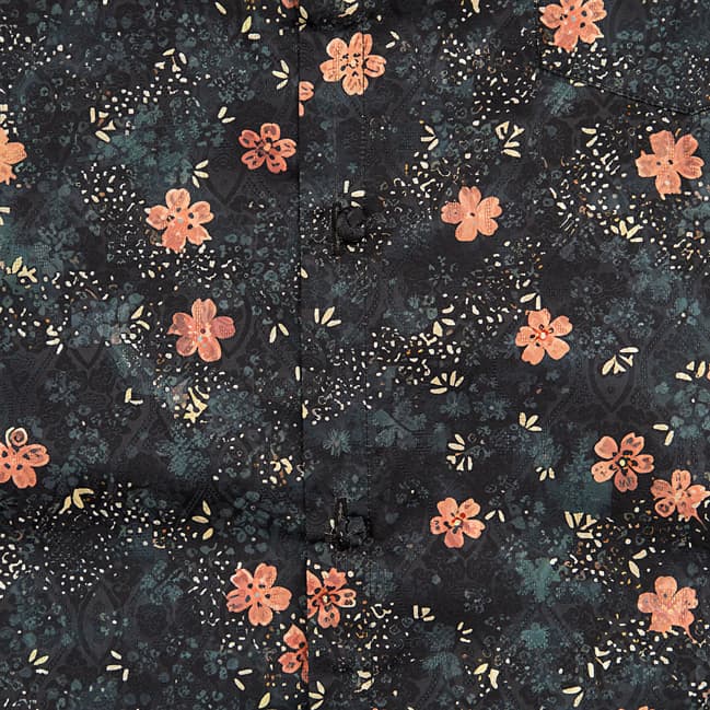 YEKD Silk Vintage Shirt - Black Floral Print