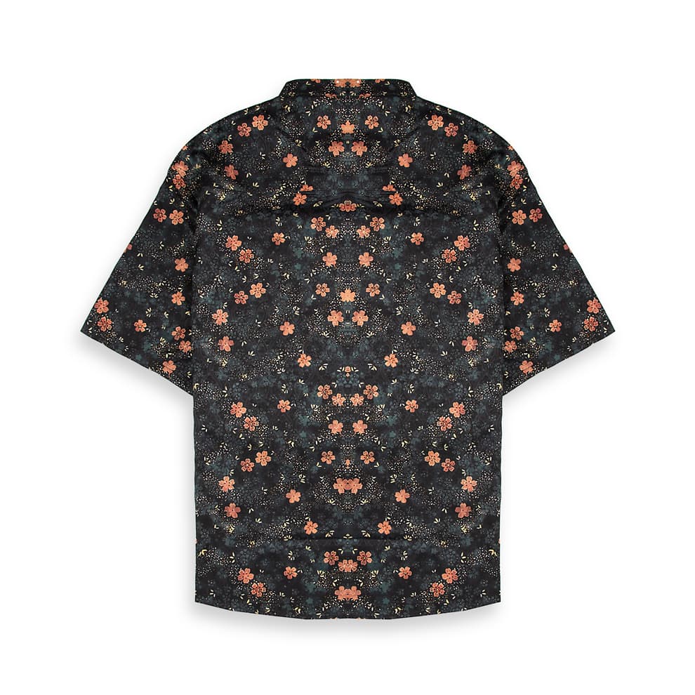 YEKD Silk Vintage Shirt - Black Floral Print