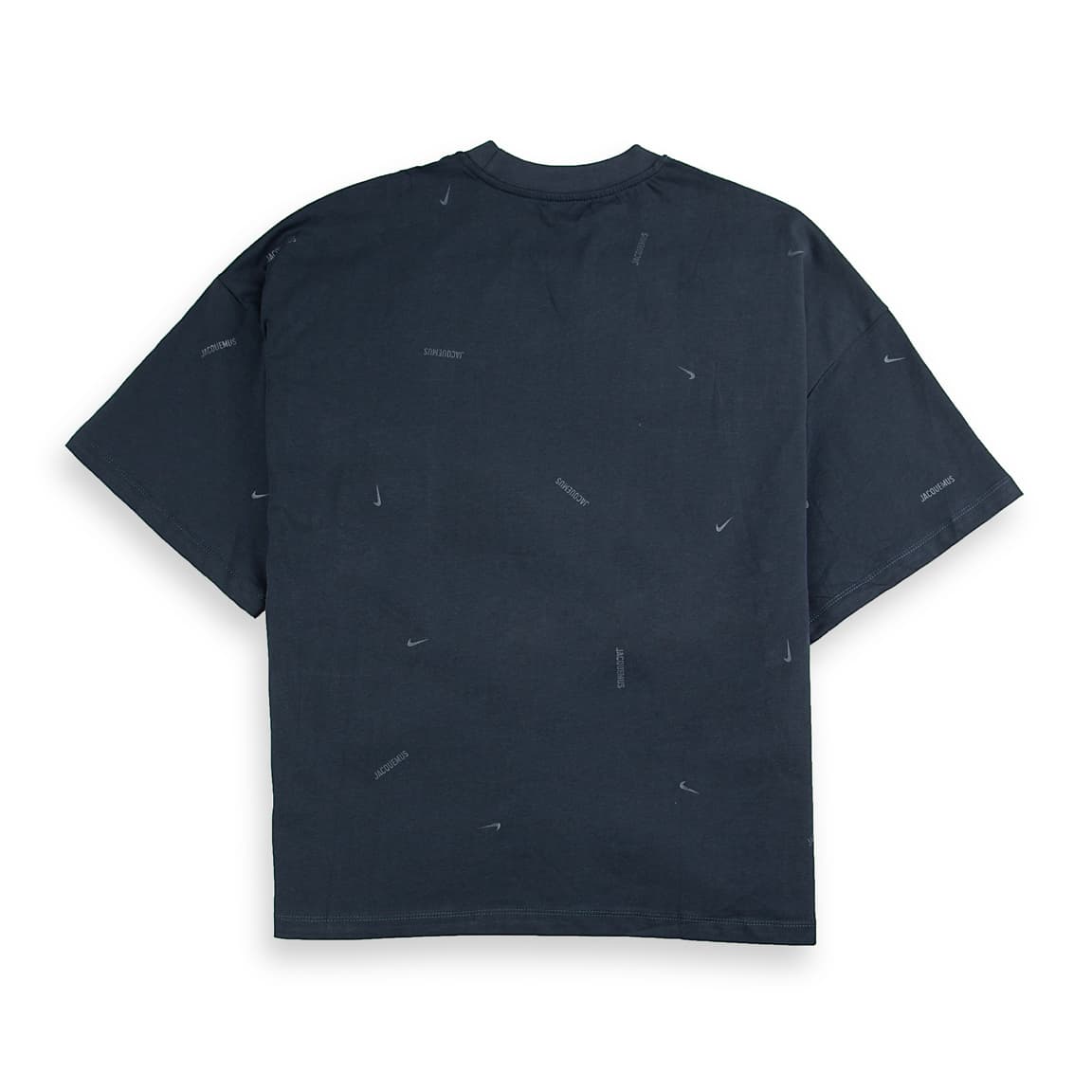 Nike x Jacquemus dark navy blue Dri-FIT t-shirt with all-over debossed logos."