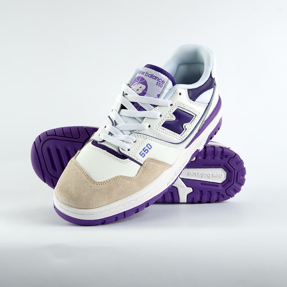 New Balance 550 White Purple Tan - Unisex Retro Sneakers