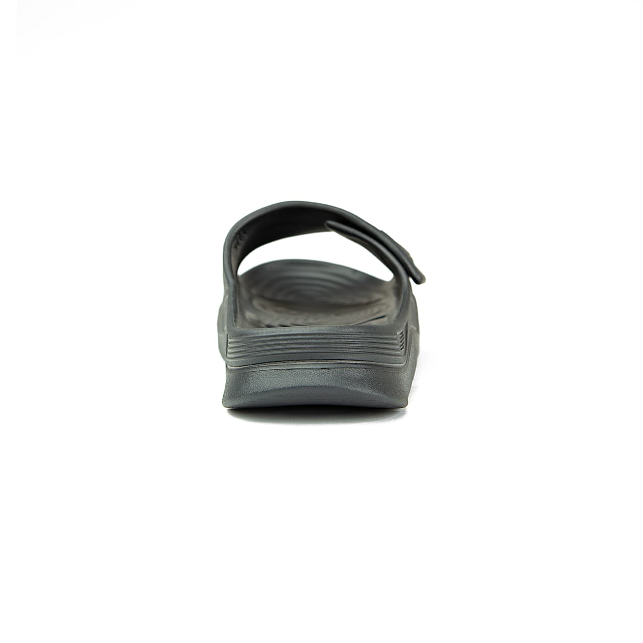A pair of black New Balance 202XA adjustable slide sandals with a grey NB logo on the strap, shown against a white background.