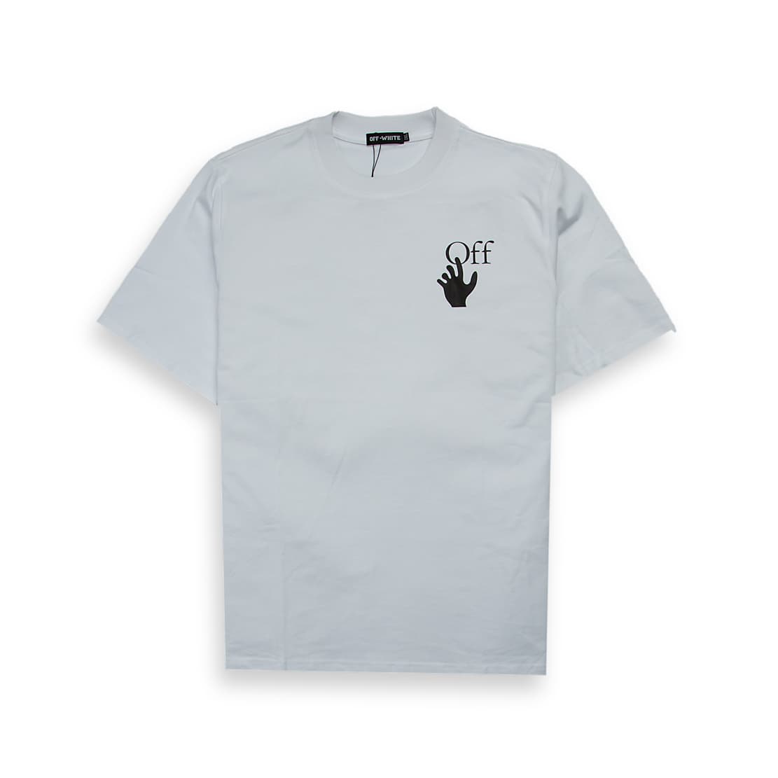 Off-White Hands Off Logo T-Shirt in light grey with black graphic print on the chest, new with tags