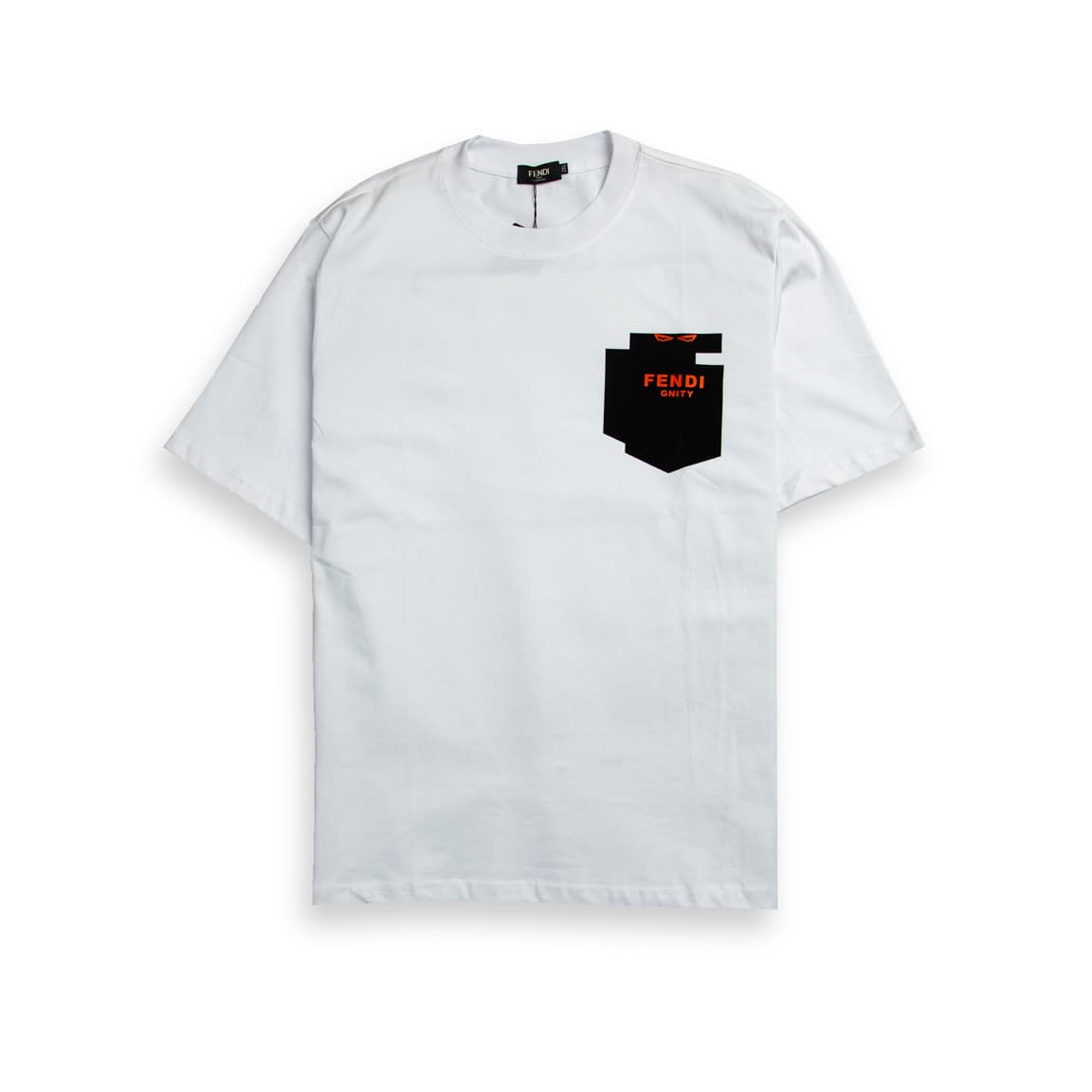 This is a luxury, short-sleeve T-shirt featuring a classic crewneck and a regular fit, crafted from high-quality white cotton jersey. 