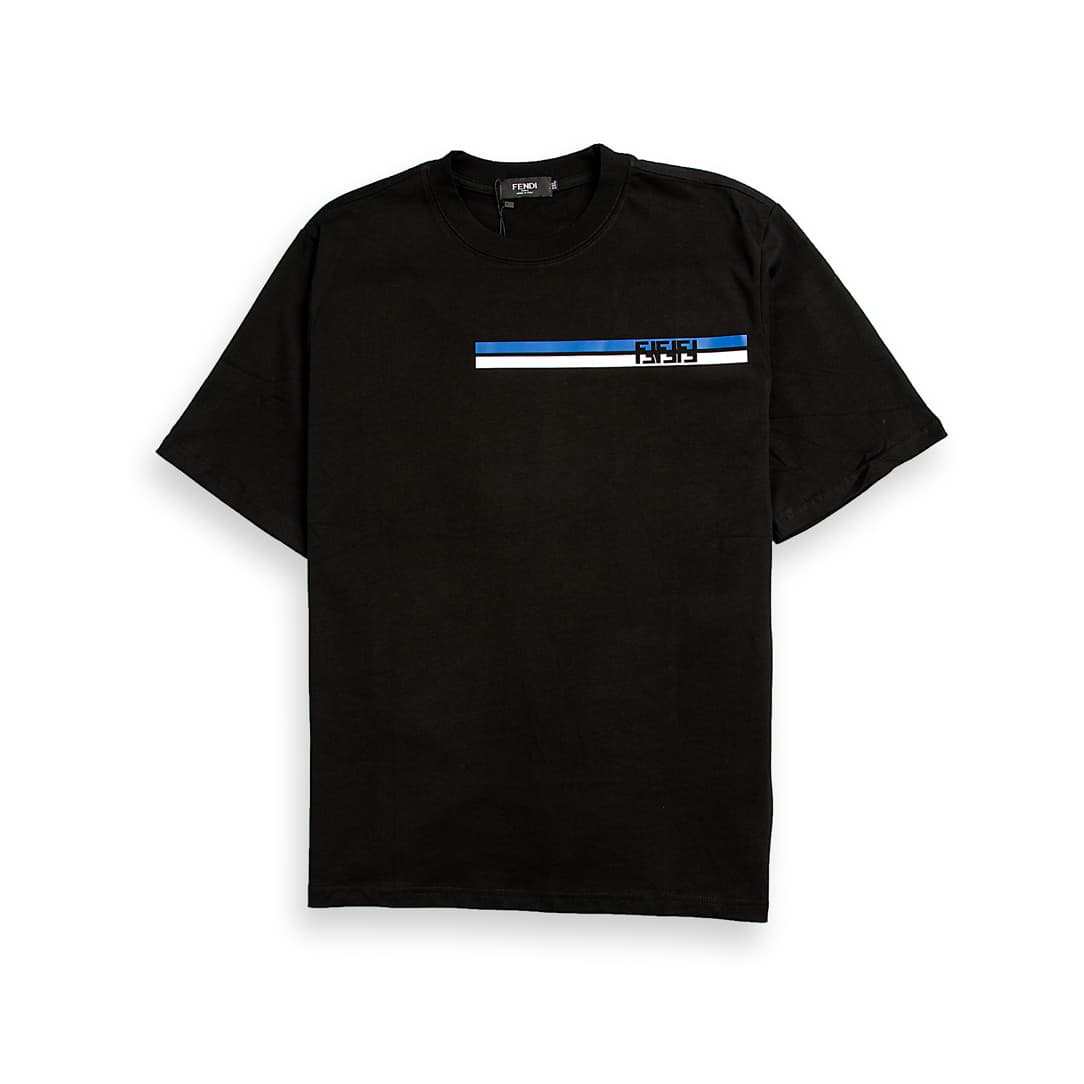 Fendi Striped Logo Cotton T-Shirt