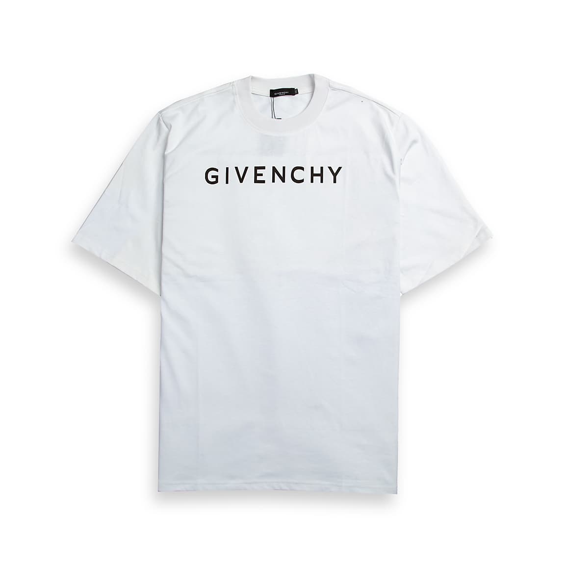 White Givenchy unisex cotton T-shirt with a central black block-letter logo print.
