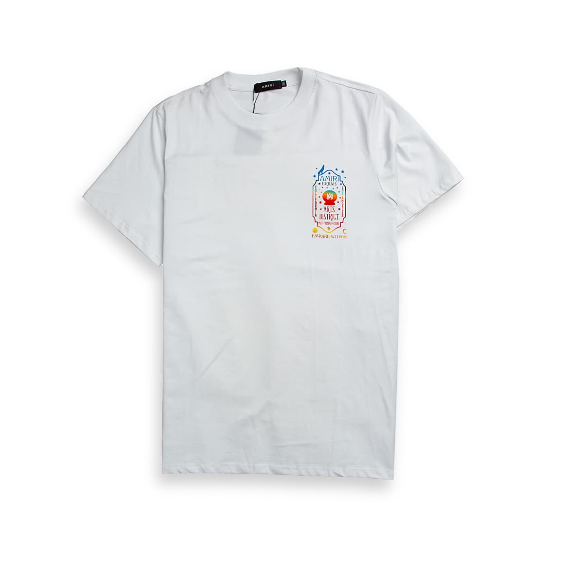 This is a premium White Crew Neck T-shirt from the luxury streetwear brand Amiri. 