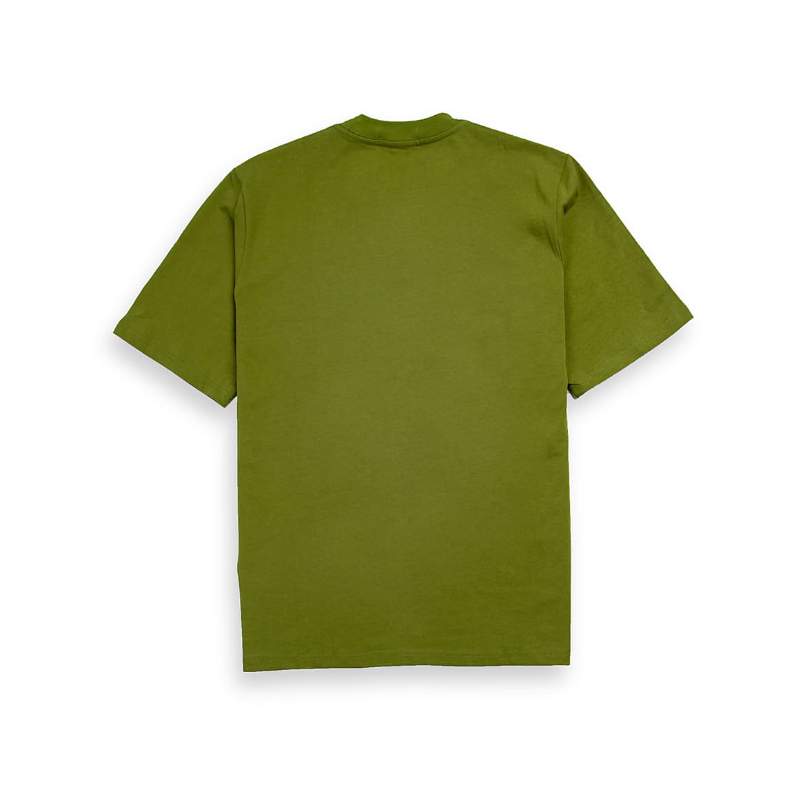 Olive Green Christian Dior t-shirt with brown couture patch logo graphic on chest, luxury unisex style.