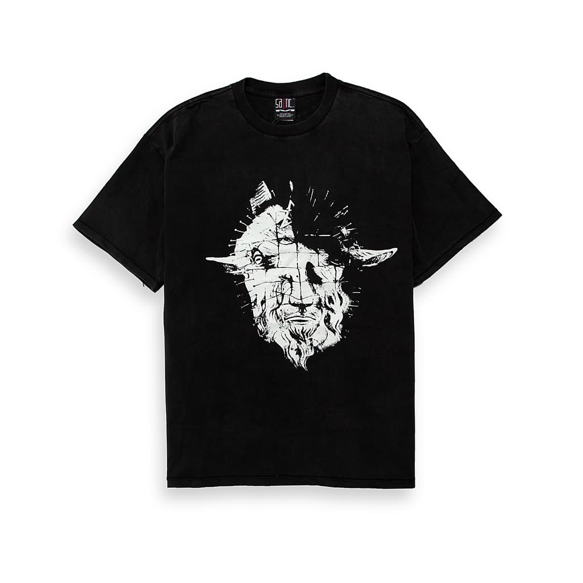 "Baphomet's Echo" Washed Graphic T-Shirt,10222-Wshed black