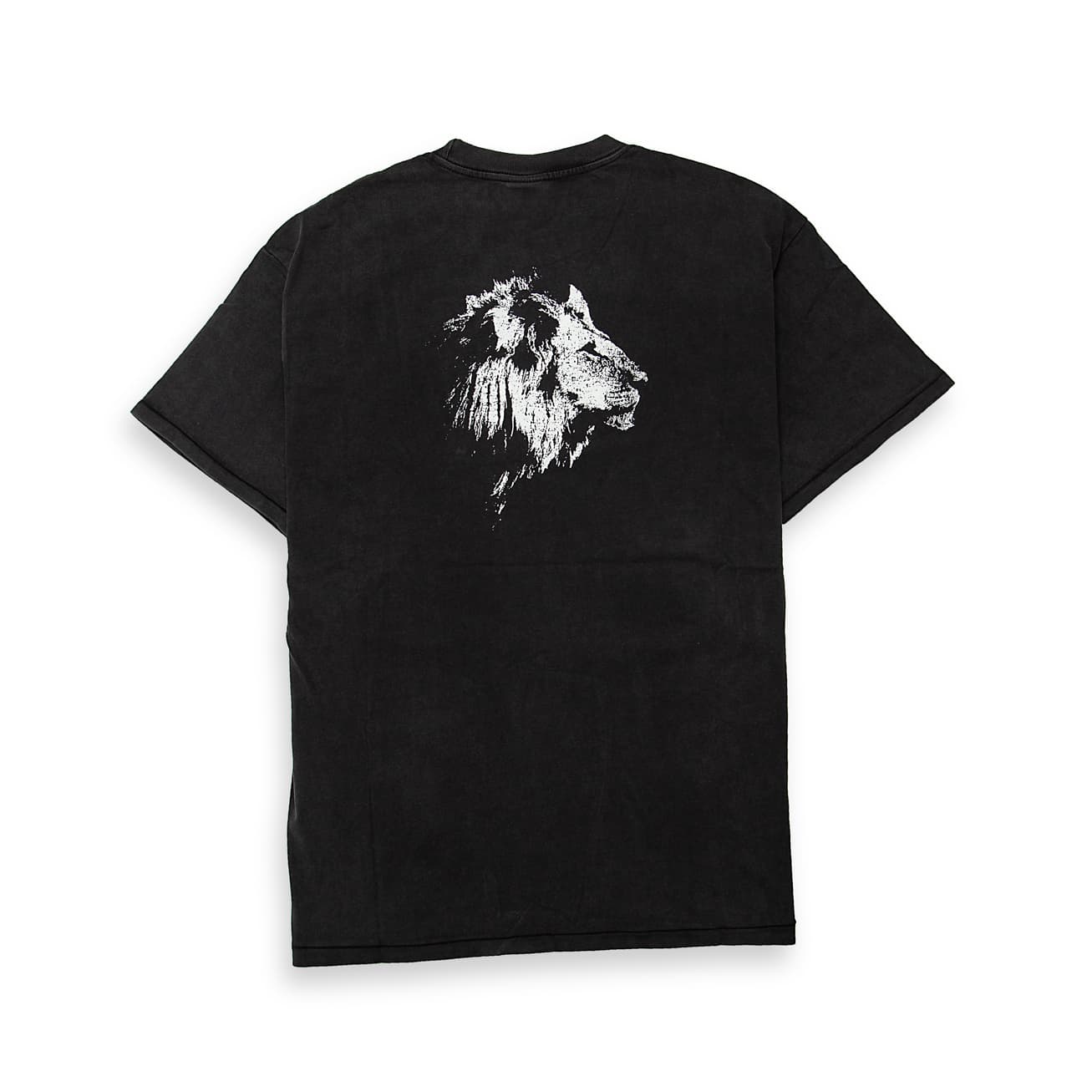 A distinctive, black, short-sleeve graphic t-shirt featuring a bold, contrasting white print of a life-sized silhouette and target range design.