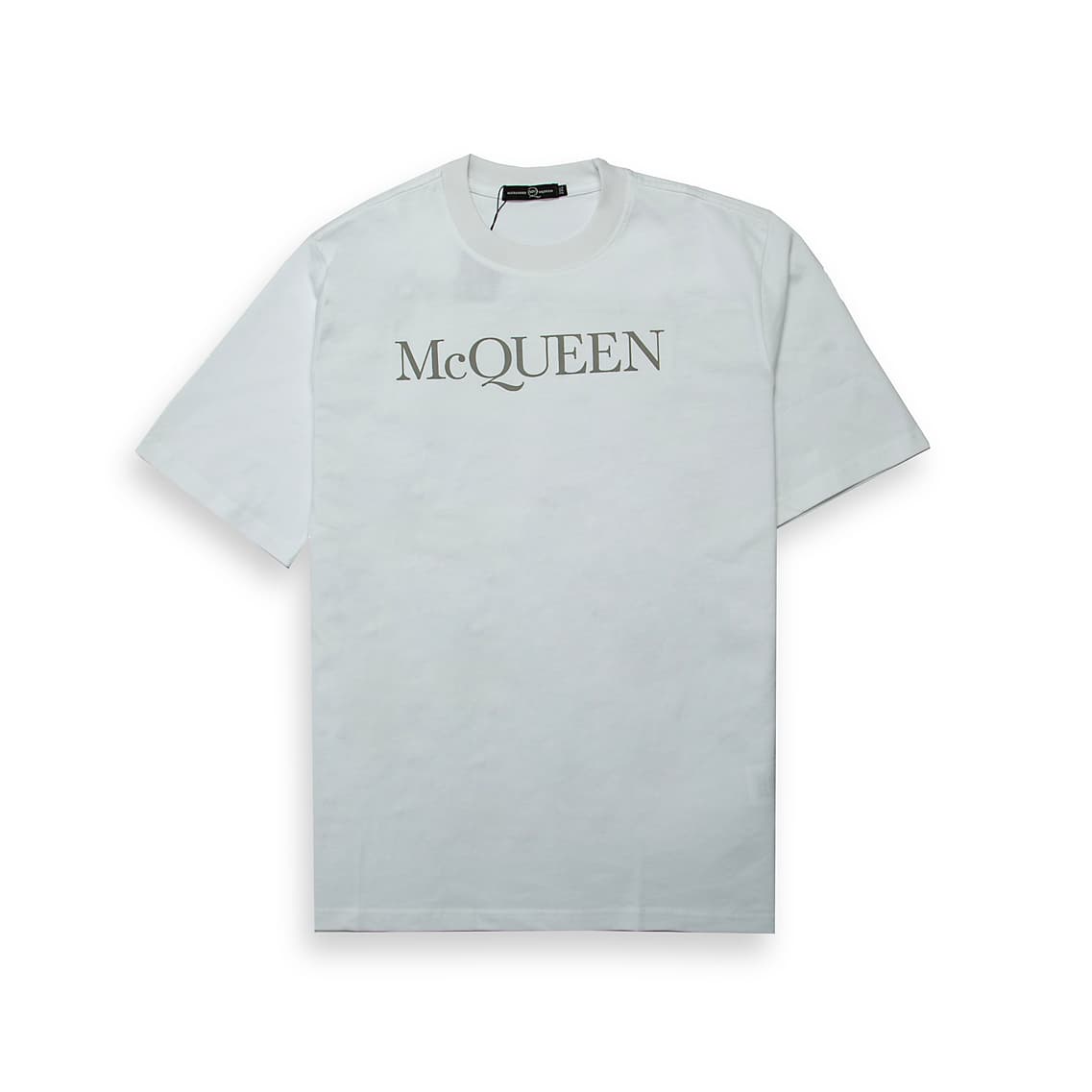 A luxury, minimalist short-sleeve crew neck t-shirt from the British fashion house Alexander McQueen.